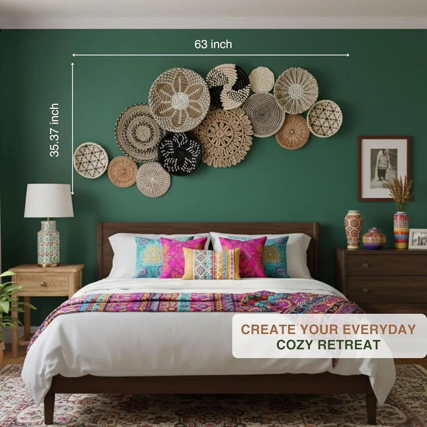 Chicvillage Boho Wall Basket Decor, Set13-Piece Natural Seagrass Woven Baskets for Gallery Wall, Rustic Bohemian Home Decor, Lightweight Hanging Baskets for Living Room Bedroom Entryway - Handmade Lifestyle Shop