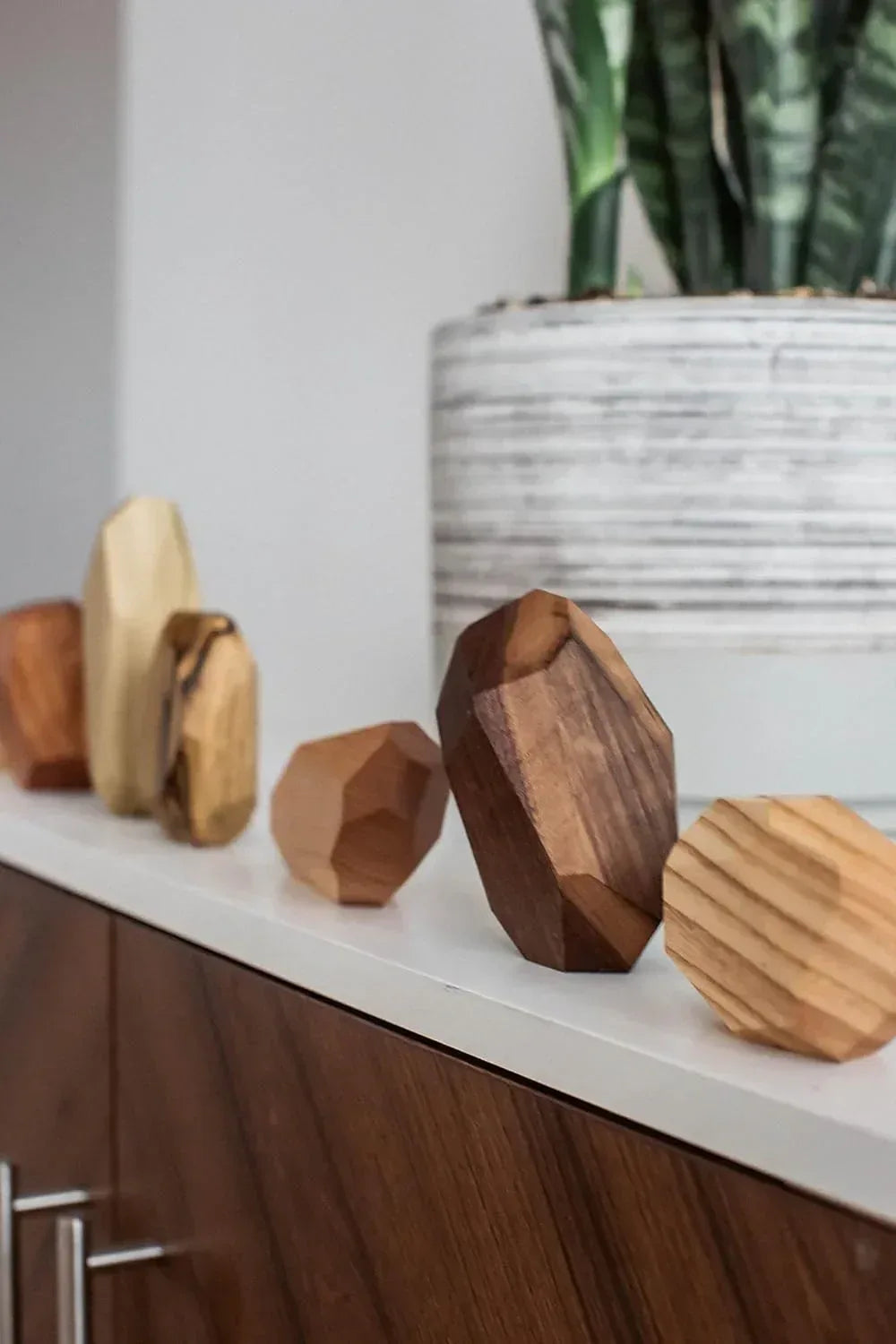 7 Piece Wood Rock Set - Mixed Wood Species - Balancing Blocks - Natural Wood Toy - Organic Jojoba oil and Beeswax Finish - Handmade Wooden Toys - Sensory Toy - USA Made - Personalizable - Handmade Lifestyle Shop