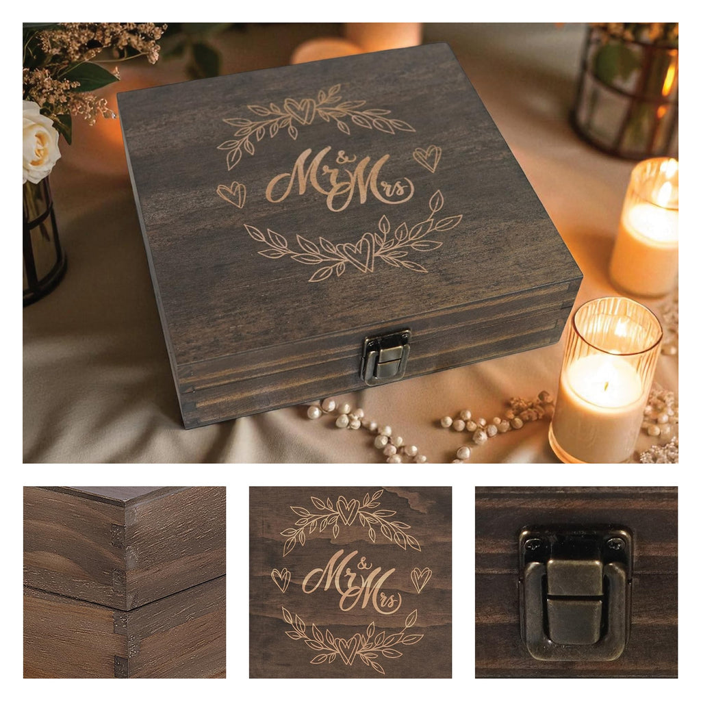 Engraved Memorial Memory Box – Wooden Keepsake Box for Loss of Loved One or Pet – Sympathy Gift – Medium Size – Dark Walnut Finish – 8.5 x 6 x 3 in