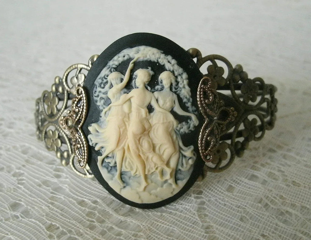 Triple Goddess Cuff Bracelet, handmade jewelry wiccan pagan wicca witch witchcraft - Handmade Lifestyle Shop