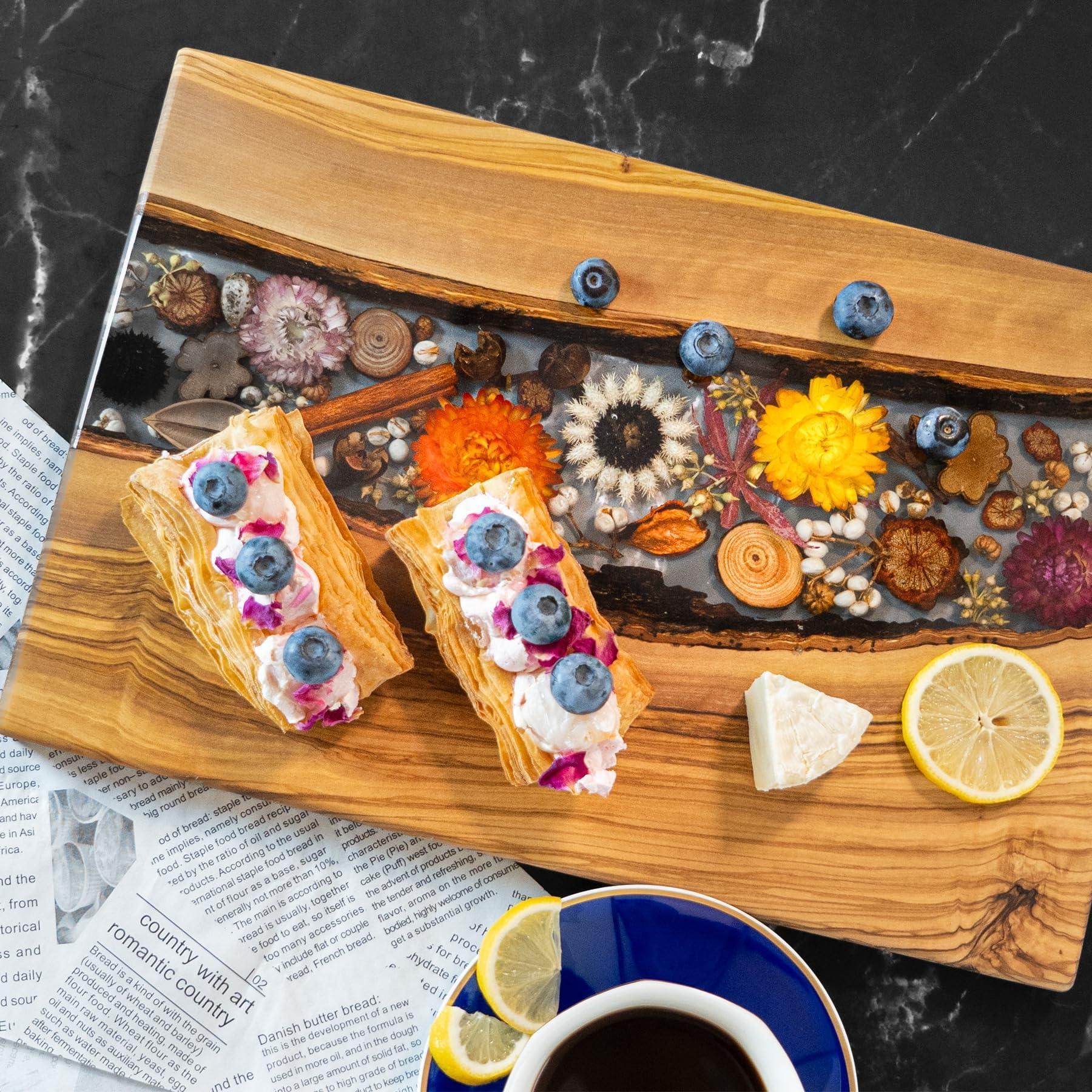 Handmade Olive Wood Charcuterie Board, Personalized Charcuterie Boards for House Warming Gifts, Olive Wood Cutting Board with Unique Floral Design, Wedding Gift for New Couple - Handmade Lifestyle Shop