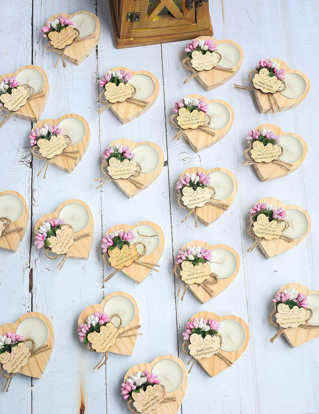 50 Piece Wooden Candle Holders, Baby Shower Party Favors for Boy,Baptism Candle Favors,Baby Christening Favors for Guests. (blue) - Handmade Lifestyle Shop