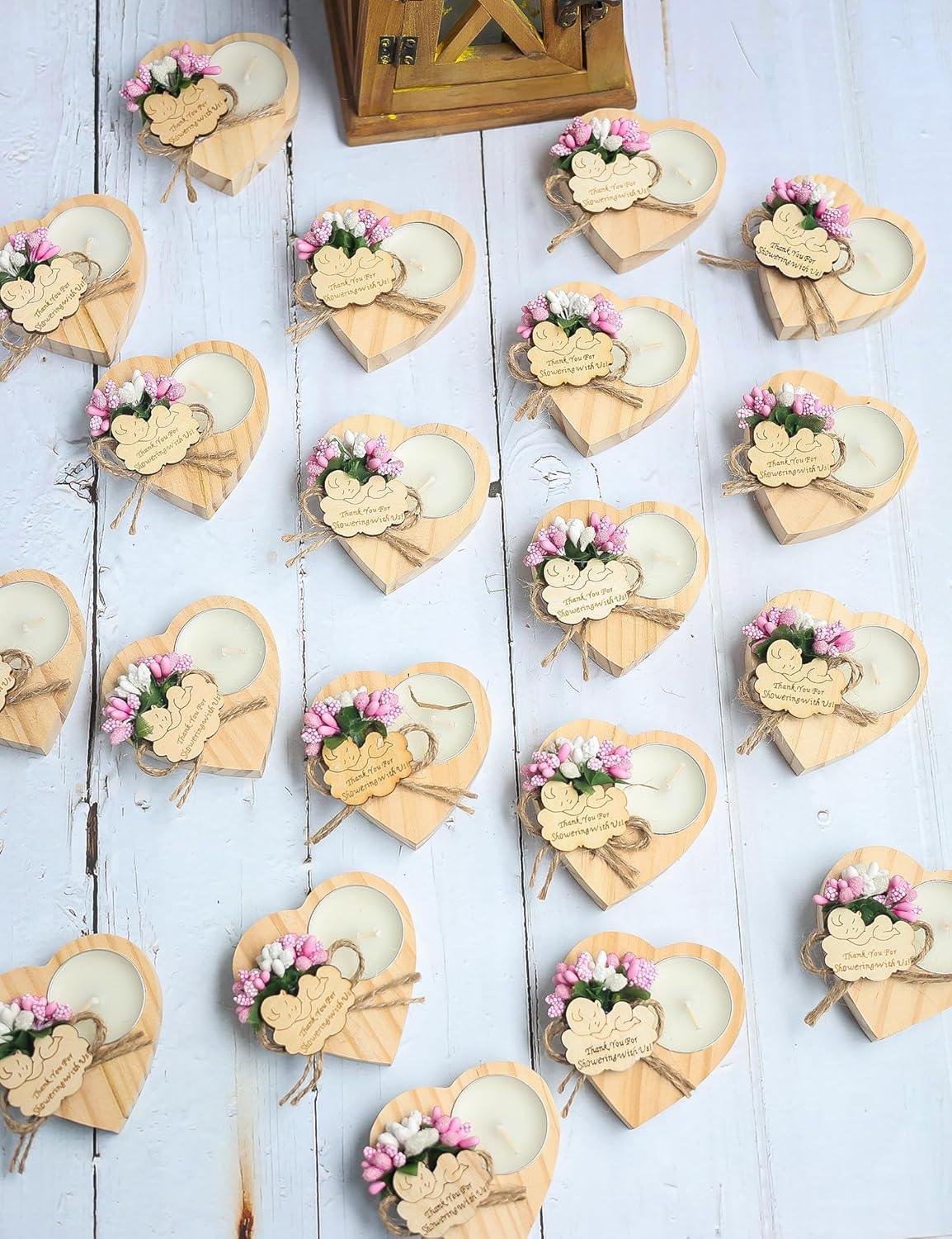 50 Piece Wooden Candle Holders, Baby Shower Party Favors for Boy,Baptism Candle Favors,Baby Christening Favors for Guests. (blue) - Handmade Lifestyle Shop