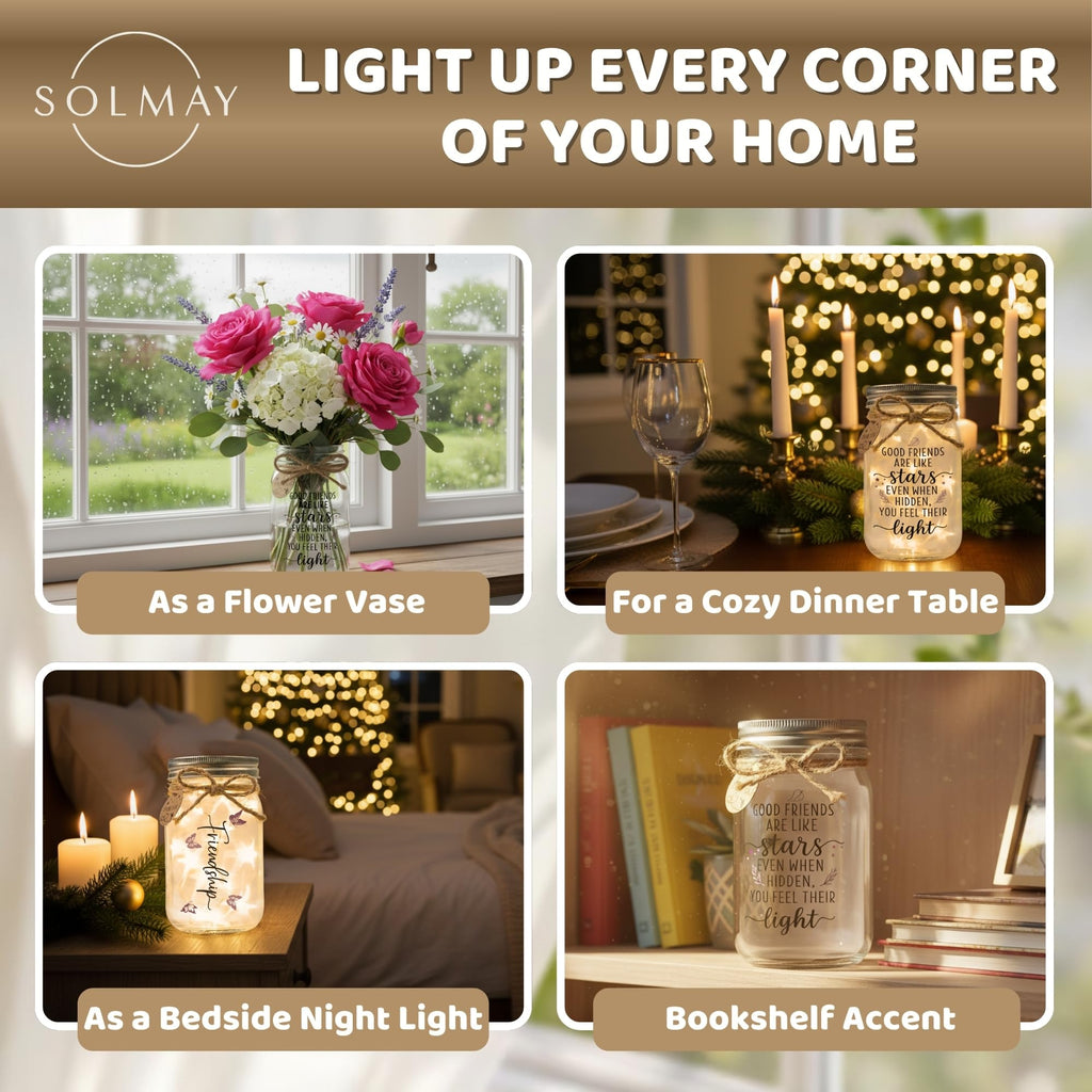 SOLMAY Friendship Gifts for Women – “Good Friends Are Like Stars” Sentimental Keepsake, Best Friend Birthday Gifts for Women Friend, Valentine Gift Idea For Her, Cozy Rustic Home Decor, Ready to Gift