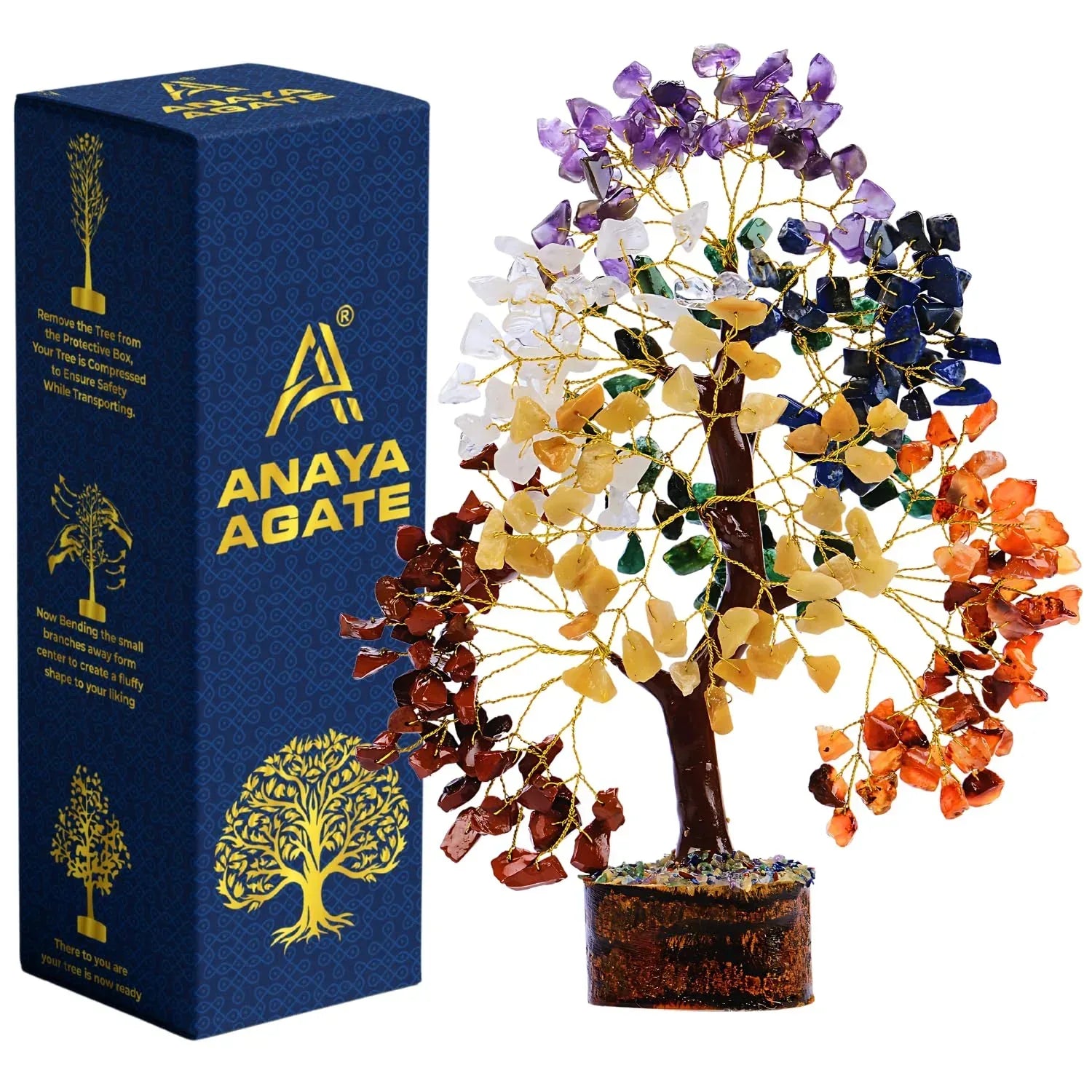 7 Chakra Healing Crystal Tree Kit, Bracelet, Pendant, Necklaces, Handmade Gemstone Money Bonsai Tree of Life Feng Shui Decor for Home Office, Positive Energy, Reiki Healing, for Women - Handmade Lifestyle Shop