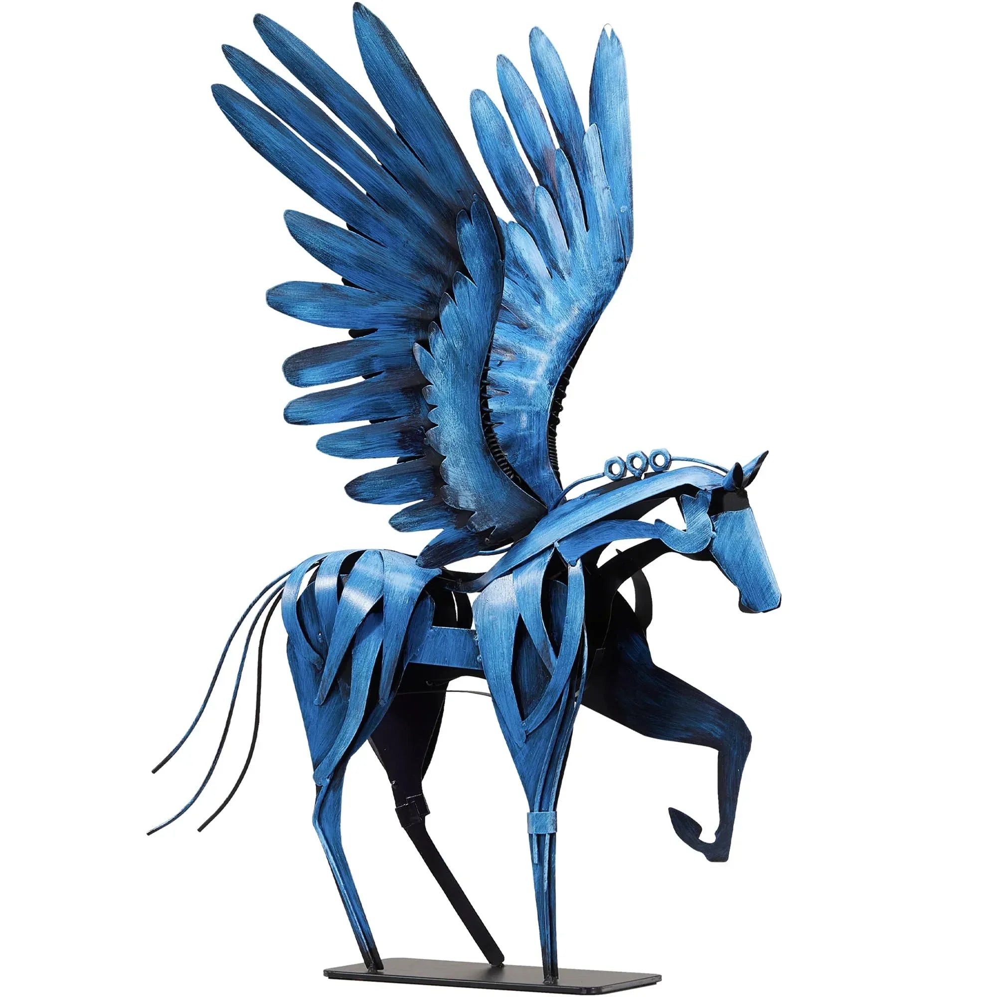 Horse Statue Décor Artwork, 24" H Handmade Metal Pegasus Greek Flying Horse Sculpture, Hand-Painted Animal Figurines for Home Living Room Office (Brown with Wings) - Handmade Lifestyle Shop