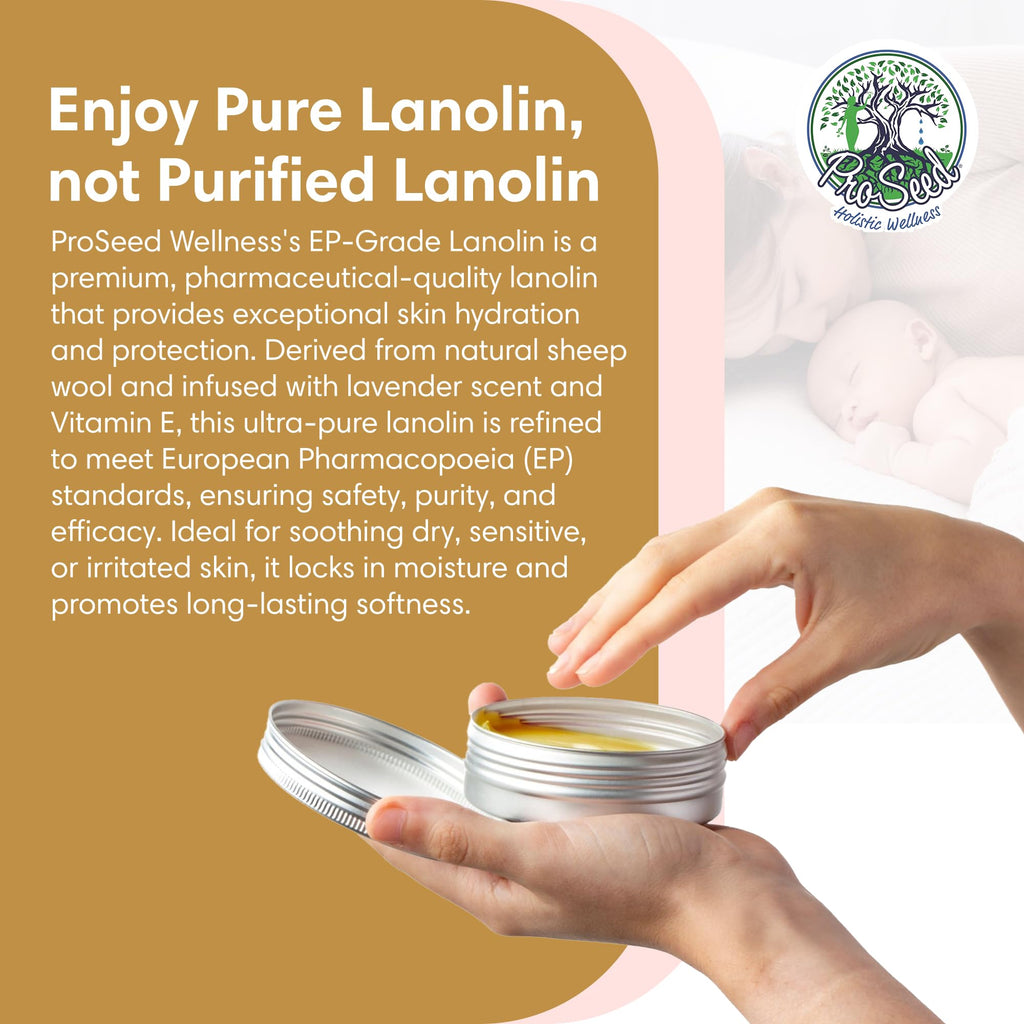 100% Pure Lanolin, Handmade in USA, Unrefined Balm, Dry & Itchy Skin, Cracked Lips, Breastfeeding, Nipple Cream, Baby Care, Moisture-Rich, Nursing Essentials & Petroleum-Free, for Hands, Face & Body