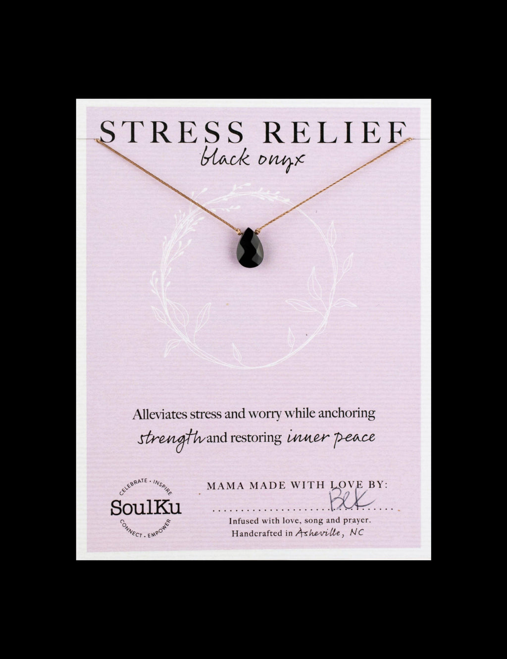 SoulKu Handcrafted Necklace, Empowerment Jewelry With Healing Crystal, Inspirational Jewelry For Women, Mom & Sister Gifts, 2" Extender With Lobster Clasp, 16" Nylon Cord