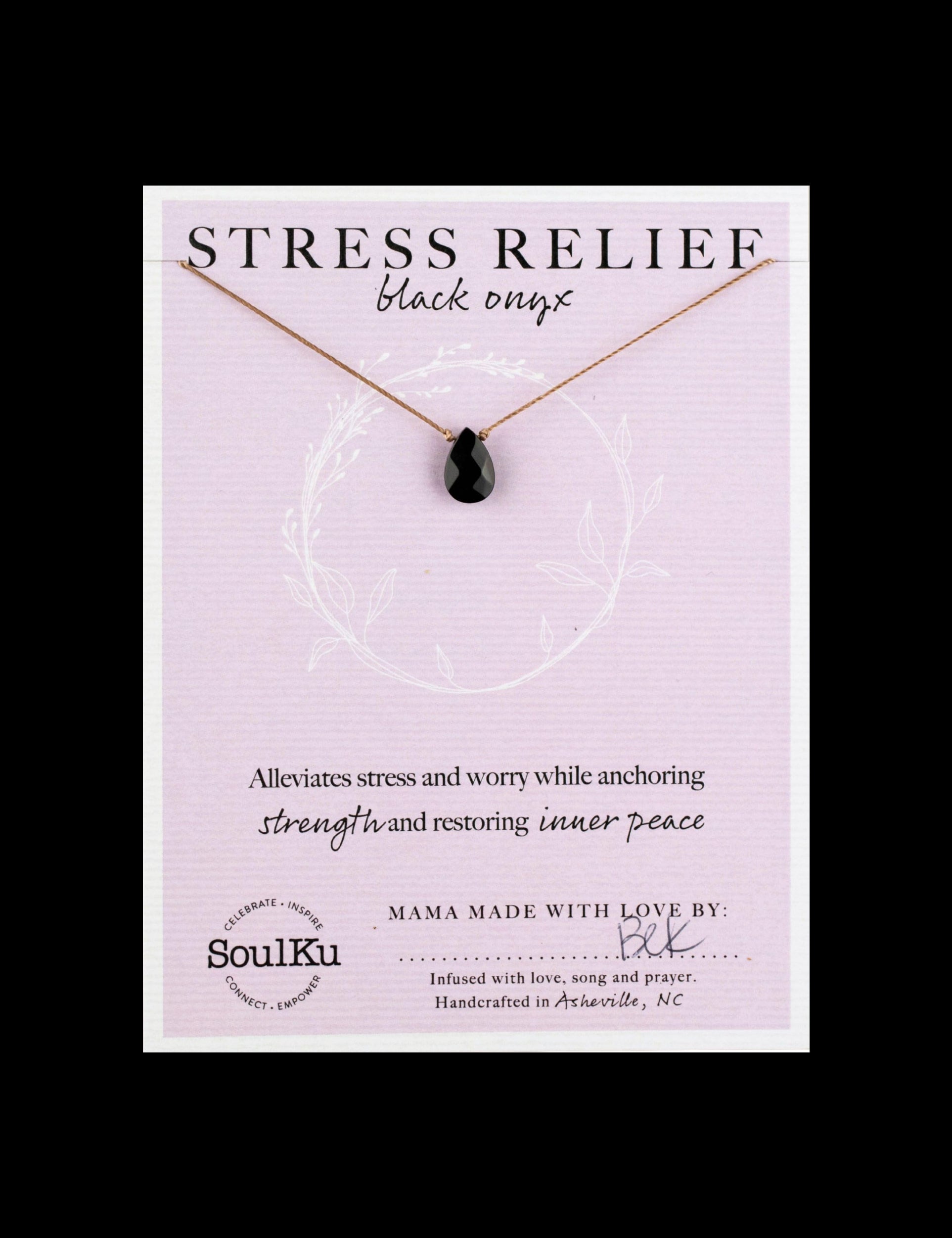 SoulKu Handcrafted Necklace, Empowerment Jewelry With Healing Crystal, Inspirational Jewelry For Women, Mom & Sister Gifts, 2" Extender With Lobster Clasp, 16" Nylon Cord