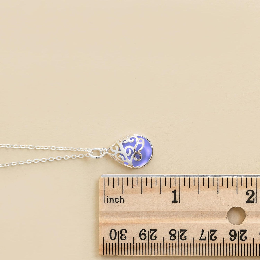 Bottled Up Designs Handmade Filigree Teardrop Necklace, Recycled Antique Glass, Sterling Silver, Eco Friendly, Made in USA, Birthday Gifts, Mothers Day, Women, Anniversary