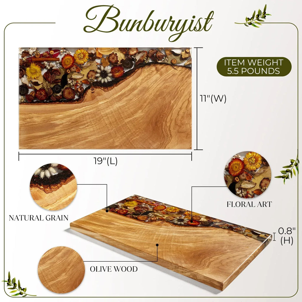 Handmade Olive Wood Charcuterie Board, Personalized Charcuterie Boards for House Warming Gifts, Olive Wood Cutting Board with Unique Floral Design, Wedding Gift for New Couple - Handmade Lifestyle Shop