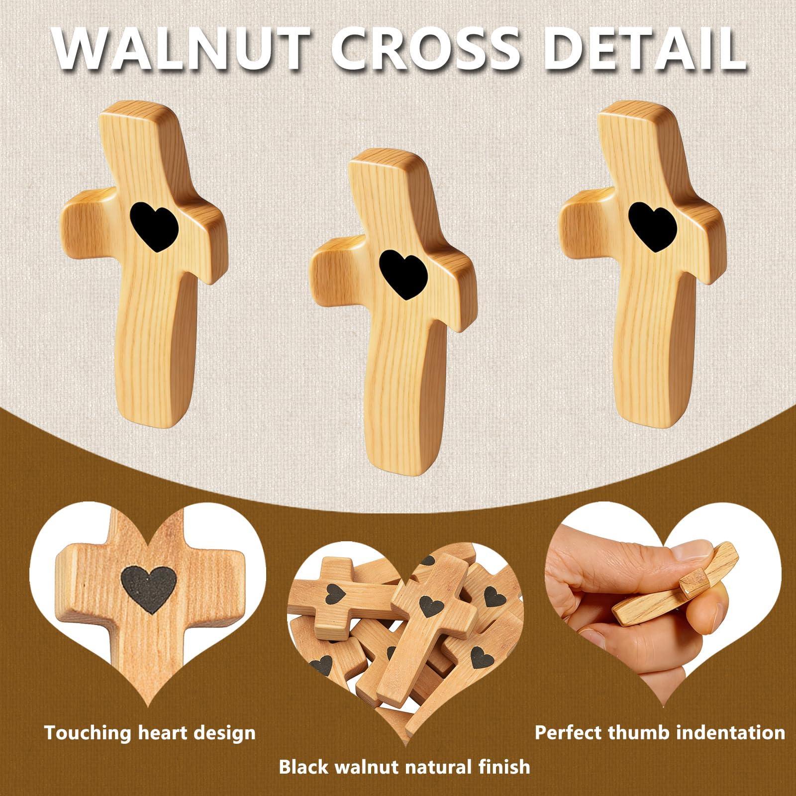 3-Pack Wooden Cross Fidget, Handmade Pocket Wood Crosses, Cross My Heart | Encouragement Gift, Relieve Anxiety for Yourself, Inspirational Easter Gift for Christian Faith, Prayer, Valentines Day Gifts - Handmade Lifestyle Shop