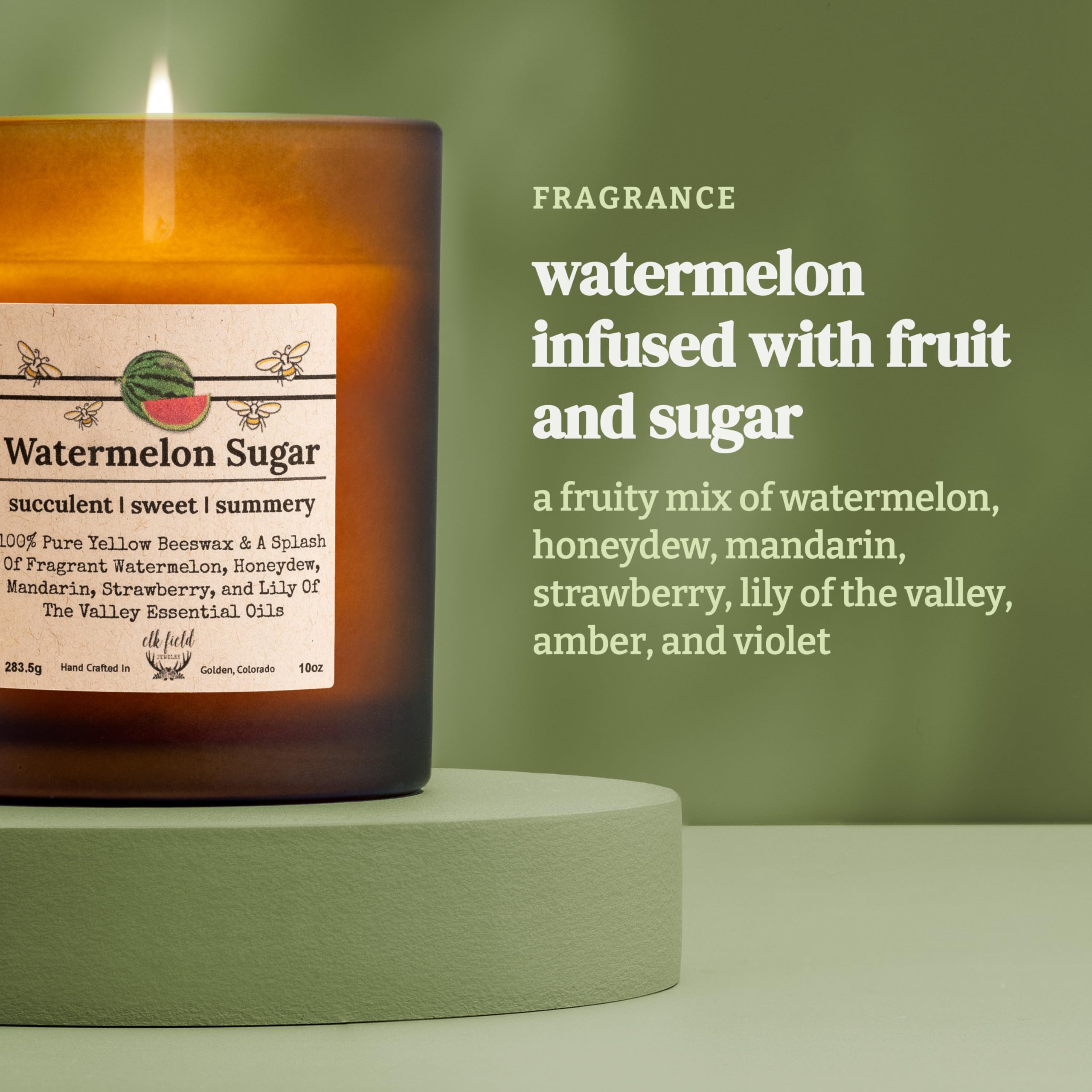 Berries Organic Beeswax Candle | 2 Ingredients | 100% Pure Beeswax Candles, Non Toxic, Natural, Organic Candles, Beeswax Candles Scented, Non Toxic Candles, 80 Hour, 10oz