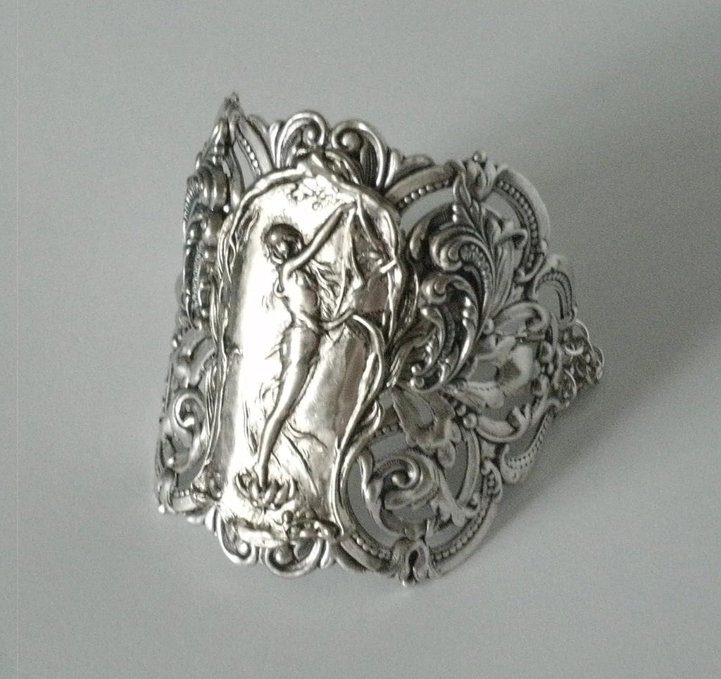 Art Nouveau Cuff Bracelet victorian edwardian renaissance art deco medieval tudor handmade jewelry - Handmade Lifestyle Shop