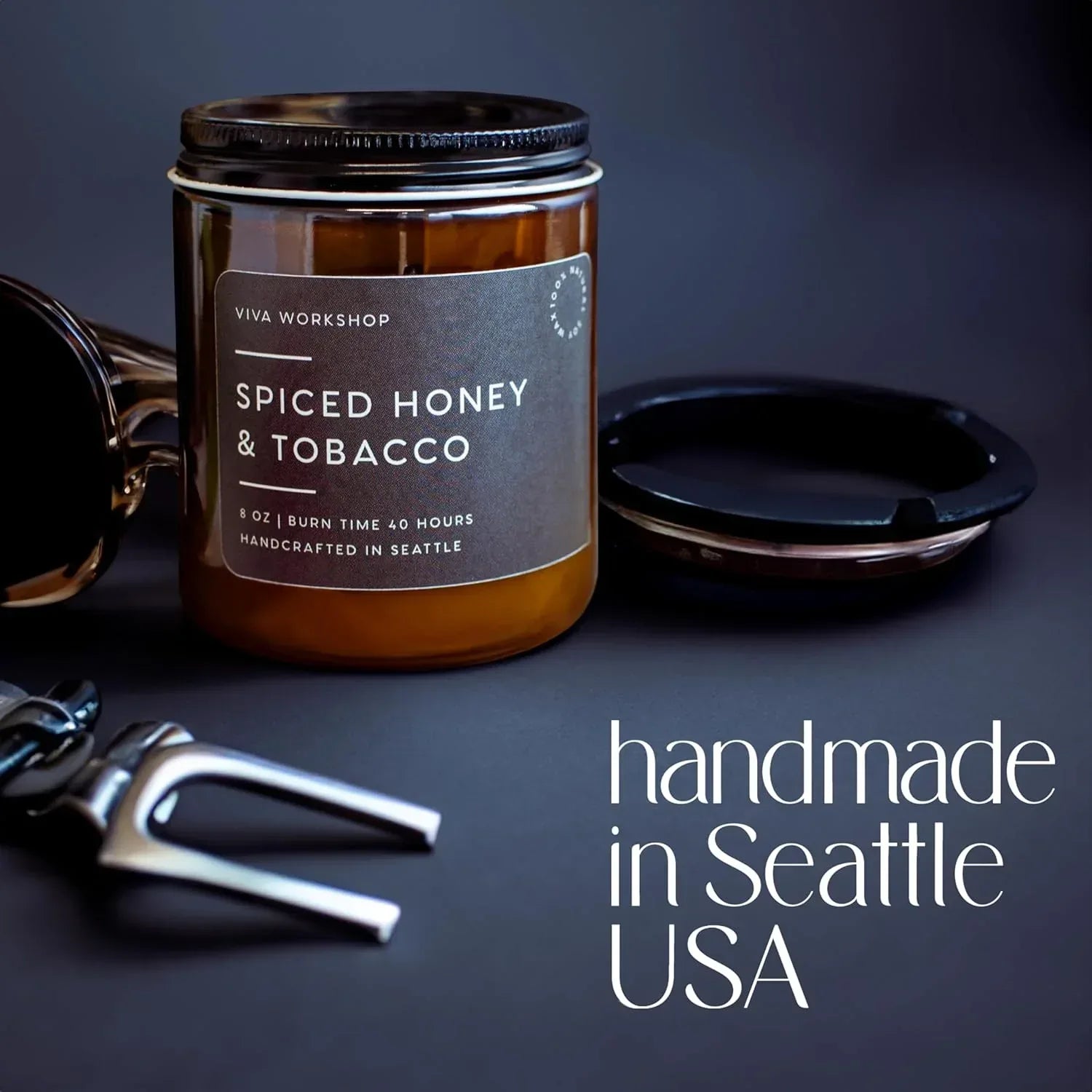 Spiced Honey & Tobacco Scented Candle for Home – Handcrafted in USA – Aroma Candle for Relaxing, Best Birthday Gift, Boyfriend, Dad & Friend Gift – Natural Soy Wax Scented Candles for Women & Men - Handmade Lifestyle Shop