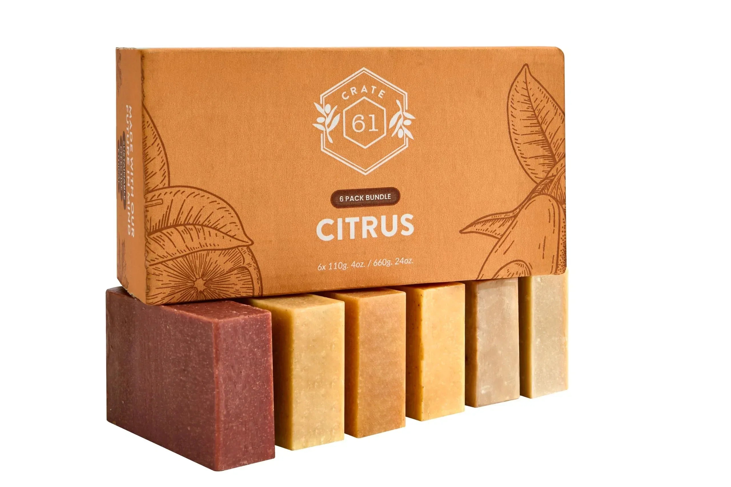 Crate 61 Organics, Handmade in Canada, Plant Based Cold Process Natural Bar Soap, With Premium Essential Oils, Dry Skin, Pack of 6 (For Him) - Handmade Lifestyle Shop