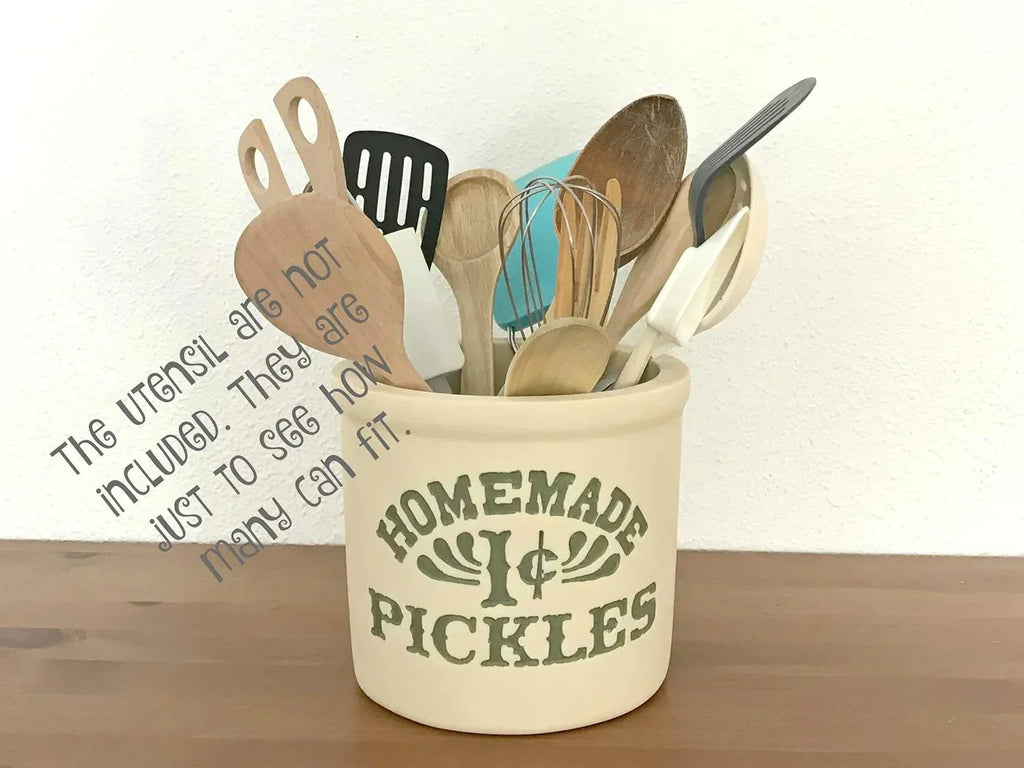 Handmade with Love by Fatima. Utensils holder in Monica’s kitchen. Homemade 1 cent Pickles Jar. Housewarming Gift. Great present for your friends. Totally Handmade. - Handmade Lifestyle Shop