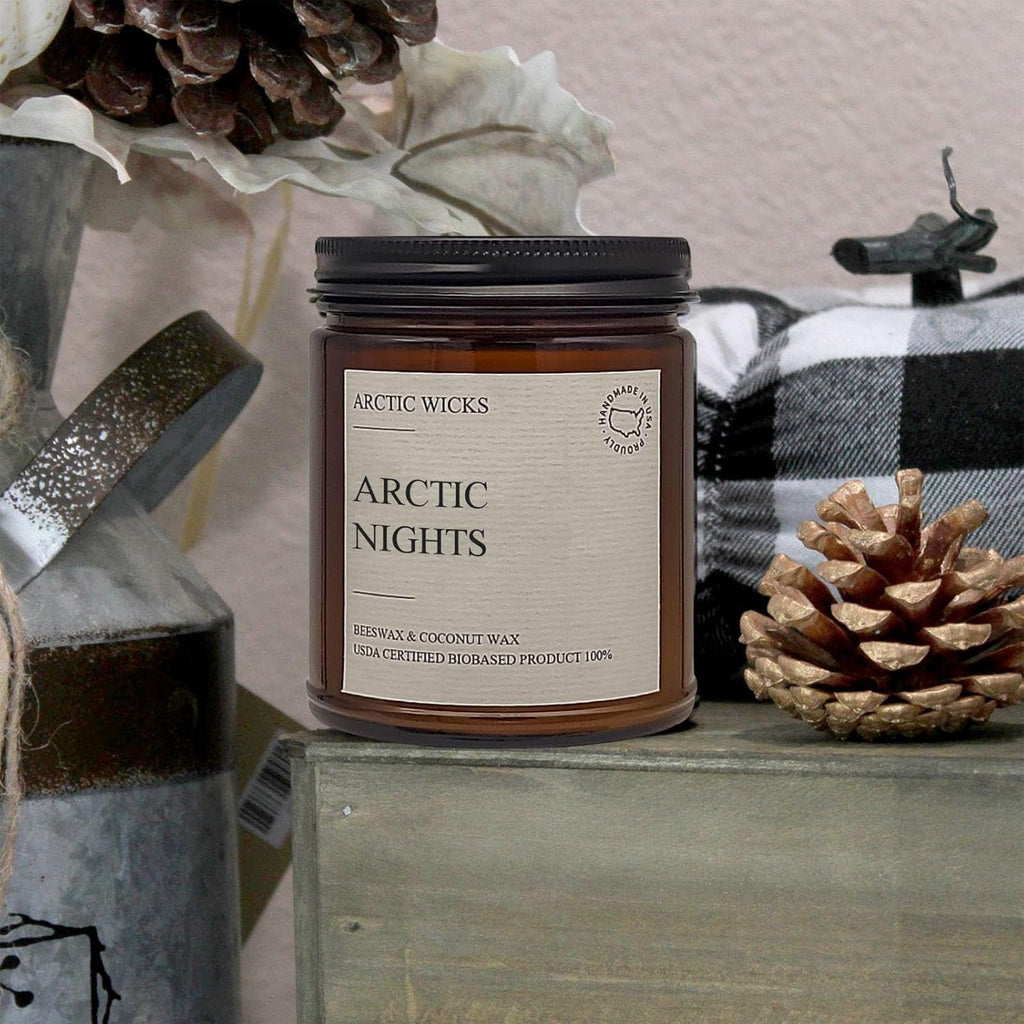Vanilla Bourbon Candle | Arctic Wicks 9oz Coconut & Beeswax Candles | Scented Non-Toxic Candles for Fall, Winter, Holidays, Gifts For Him, Whiskey Bourbon, Vanilla Candle | USDA Certified Biobased
