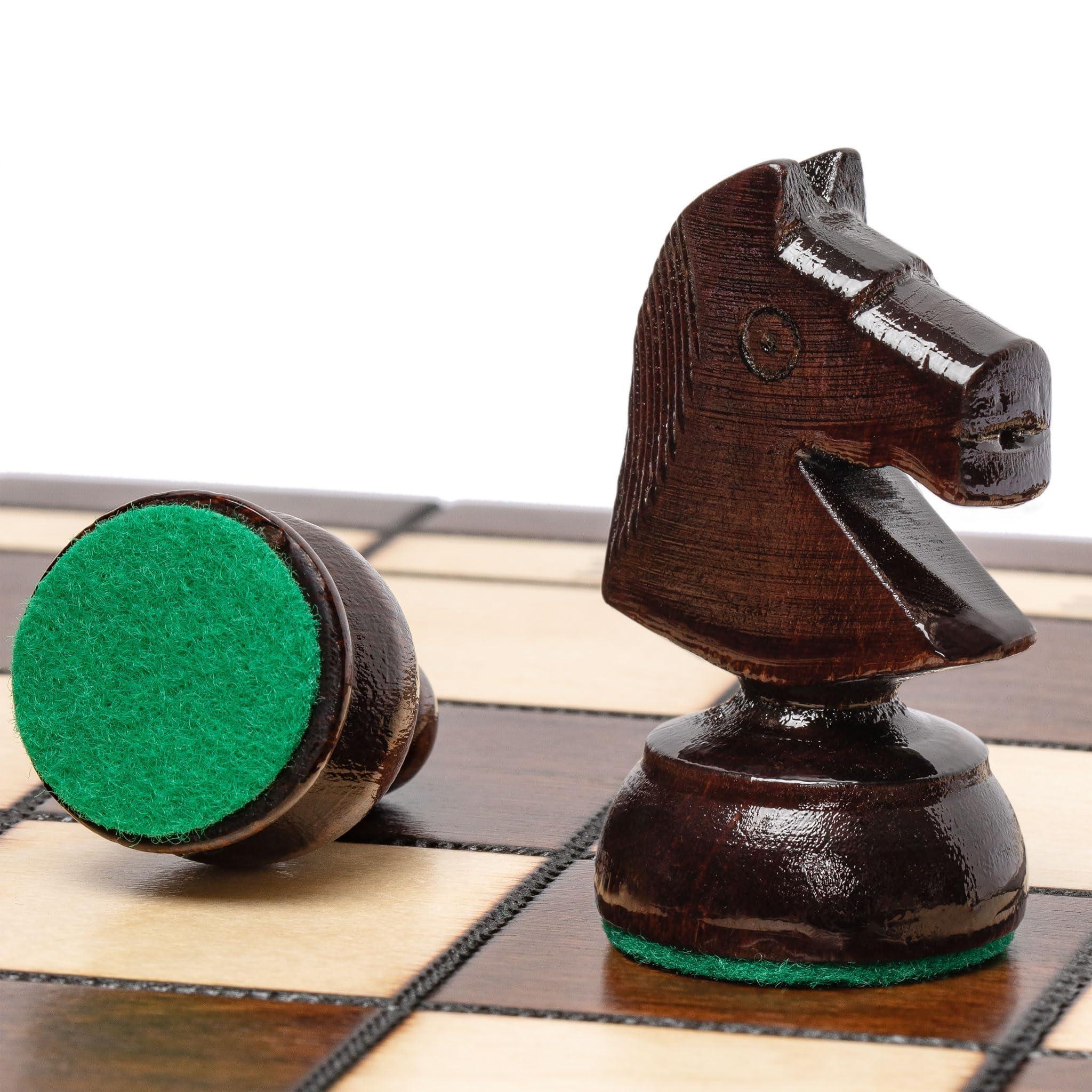 Husaria European International Chess Wooden Game Set, King's Classic - 13.8 Inches Medium Size Chess Set with Handcrafted Chessmen and Felted Folding Board - Handmade Lifestyle Shop