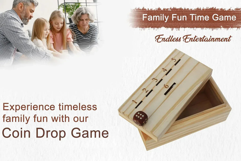 T one woods Coin Drop Game for Kids/Adult with dice and Wooden Box | Penny Game for Family Fun Coin Drop | Coin Drop Game for Family and Friends (Design-1) - Handmade Lifestyle Shop