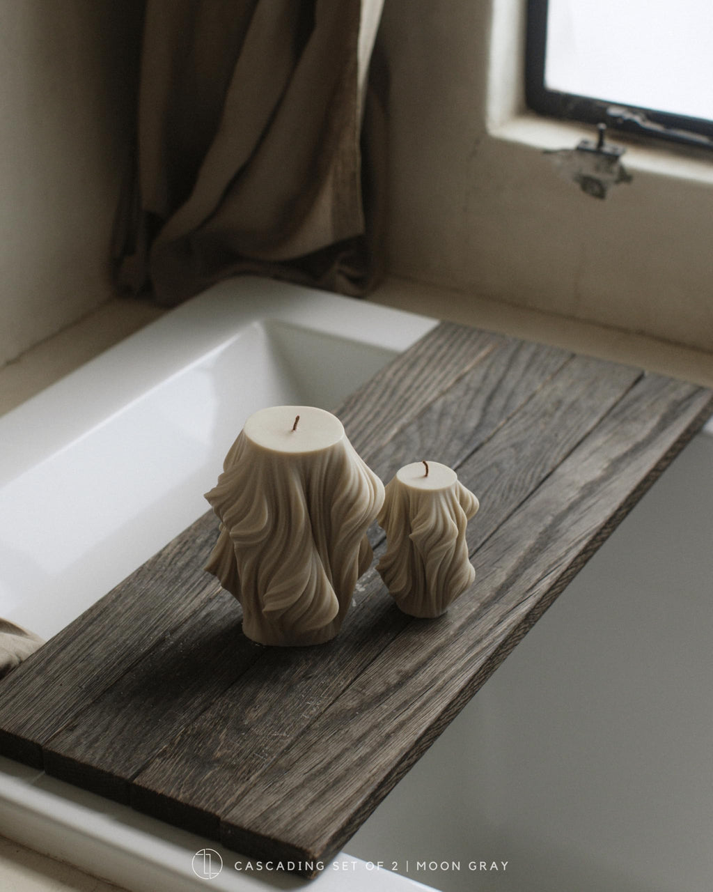 LAWA Cascading Wave Candle - Large Beautiful Handmade Pillar Scented Soy Wax Elegant Bubble Aesthetic Candle Housewarming Gift Home Room Shelf Decor Idea Olive Beige (Large)