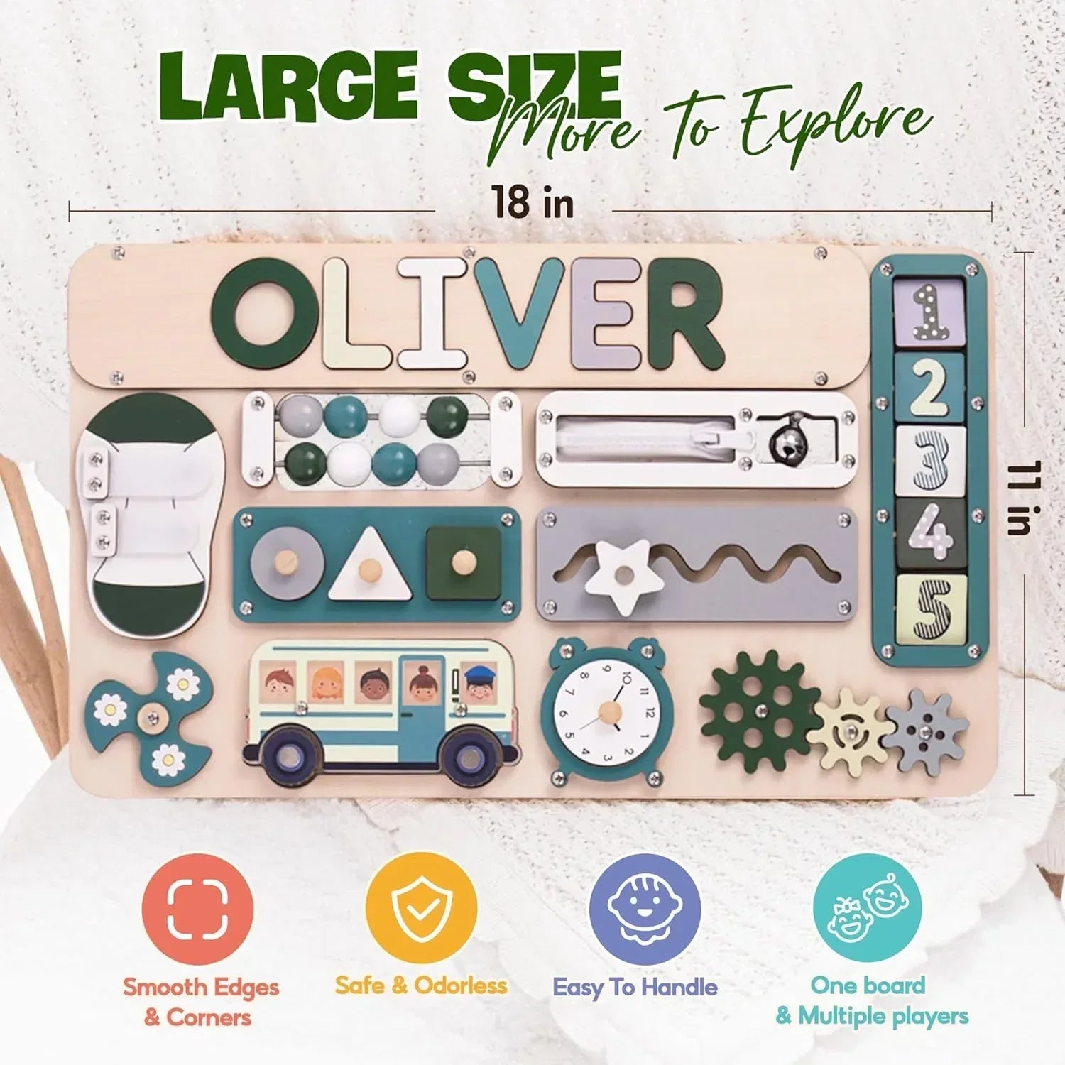 Large Busy Board Montessori Toys for 1 2 3 Year Old - Sensory Toys for Toddlers 1-3 - Fine Motor Skills & Early Learning - Montessori Gift for Boys & Girls - Travel-Friendly & Safe - Handmade Lifestyle Shop