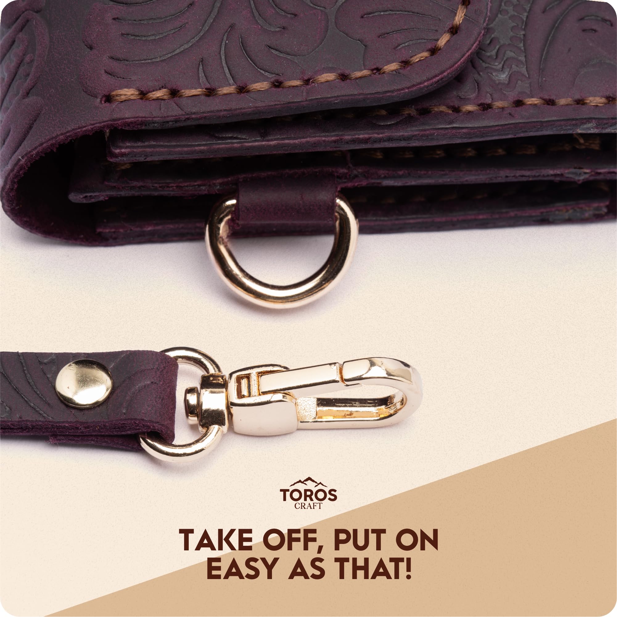 Toros Craft Handmade Wristlet Wallets for Women, Western Floral Leather Small Credit Card Holder with Zipper, Minimalist & Cute Coin Pouch, Genuine Leather, Dark Brown