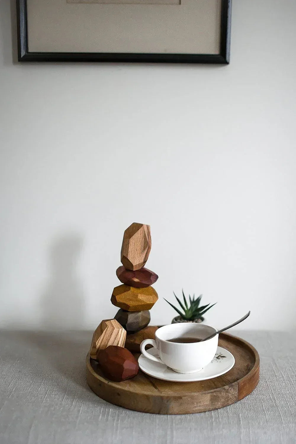 7 Piece Wood Rock Set - Mixed Wood Species - Balancing Blocks - Natural Wood Toy - Organic Jojoba oil and Beeswax Finish - Handmade Wooden Toys - Sensory Toy - USA Made - Personalizable - Handmade Lifestyle Shop