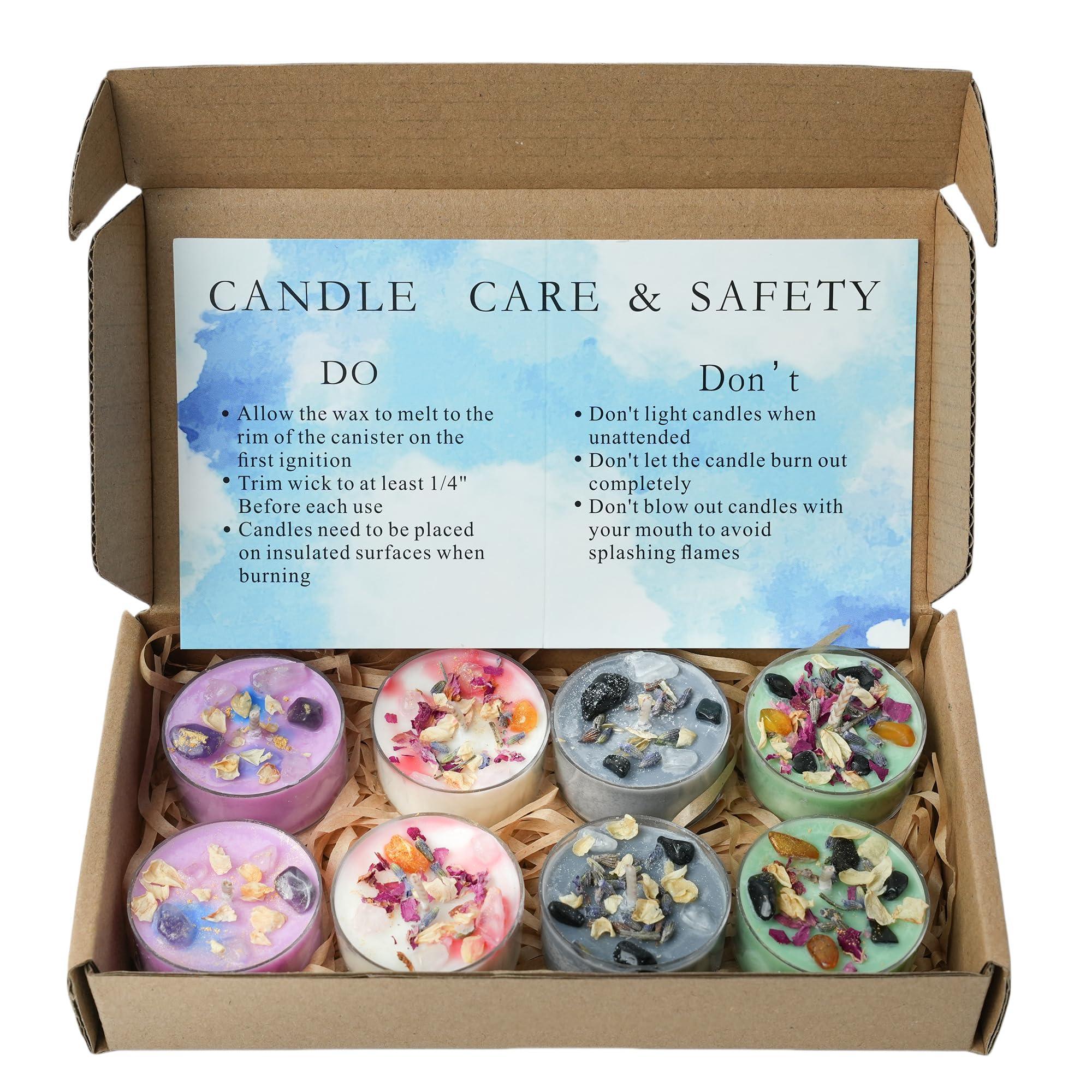 Tealight Soy Candles with Crystals and Herbs, Handmade Energy Candles, Aromatherapy Candles. (Mixed) - Handmade Lifestyle Shop