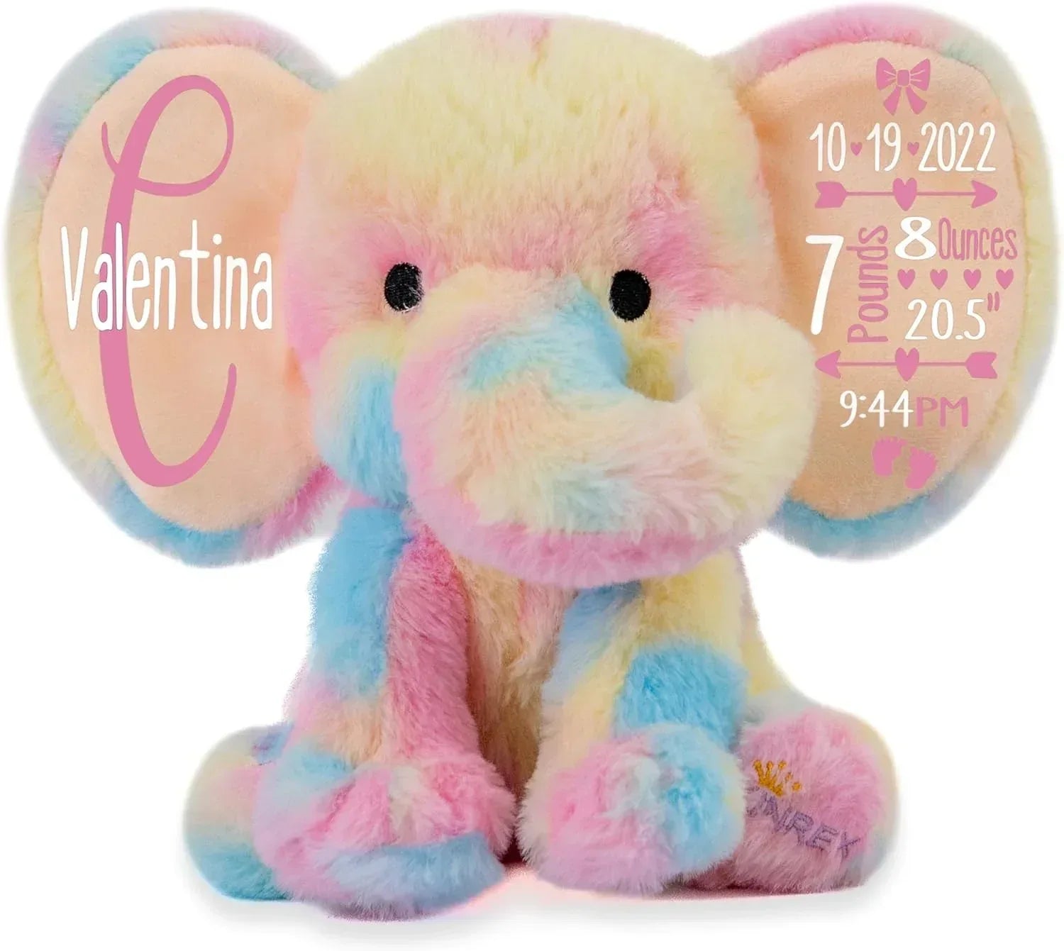 Personalized Elephant Stuffed Animal - Custom Birth Stats Announcement Stuff Elephants Animals for Babies, Baby Shower, Boy, Girl, Newborn, Customized Keepsake Plush Bear Gifts, Pink 9 Inches - Handmade Lifestyle Shop