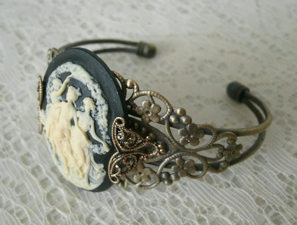 Triple Goddess Cuff Bracelet, handmade jewelry wiccan pagan wicca witch witchcraft - Handmade Lifestyle Shop