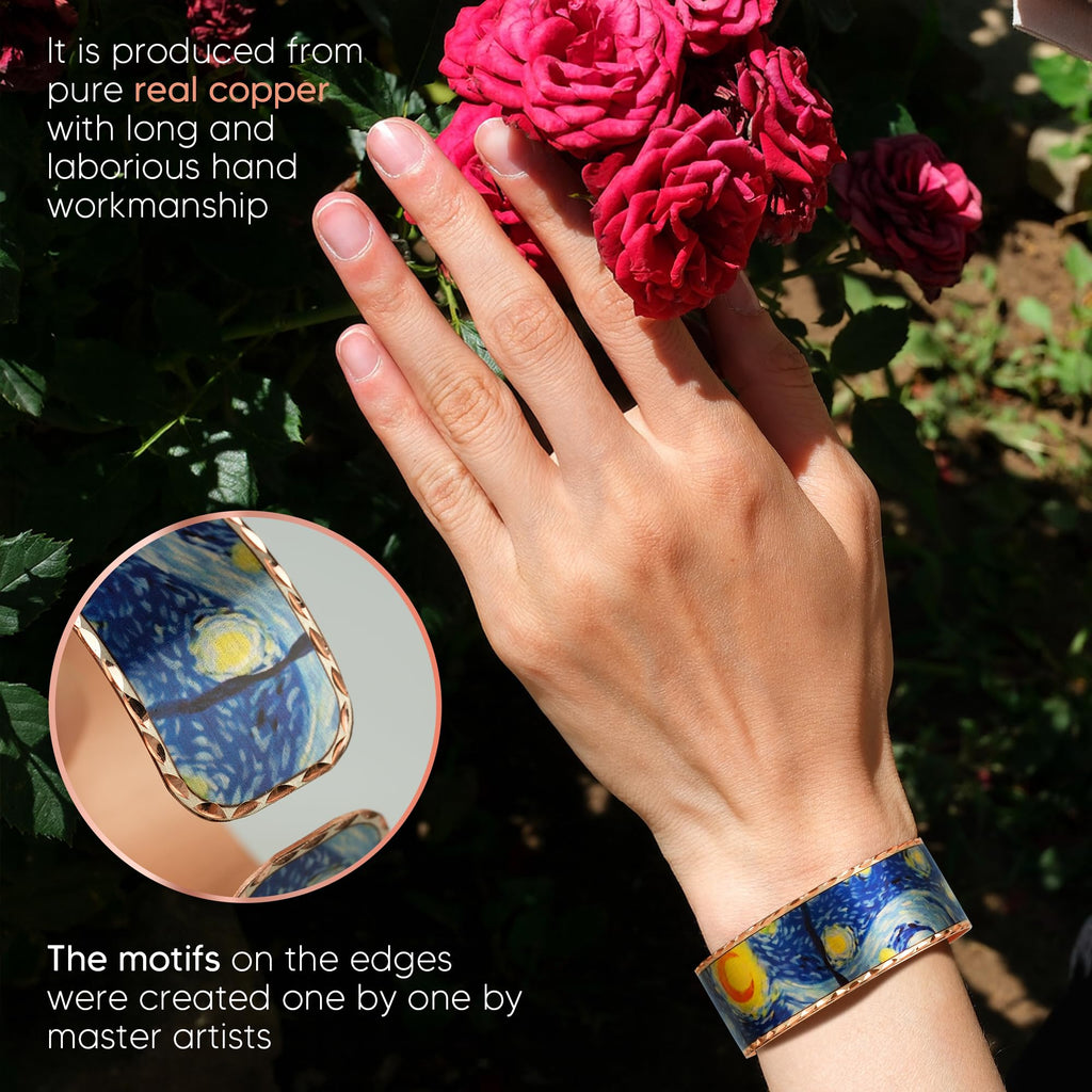 Moreni Copper Bracelet for Women with Wooden Gift Box – Art-Inspired Elegant & Timeless Handmade Jewelry Gift