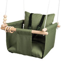 Indoor Outdoor Baby Swing with 3-Point Harness and Hardware for Ceiling, Porch, Doorway, Canvas Baby Swing Outdoor Toddler Swing Seat Green - Handmade Lifestyle Shop