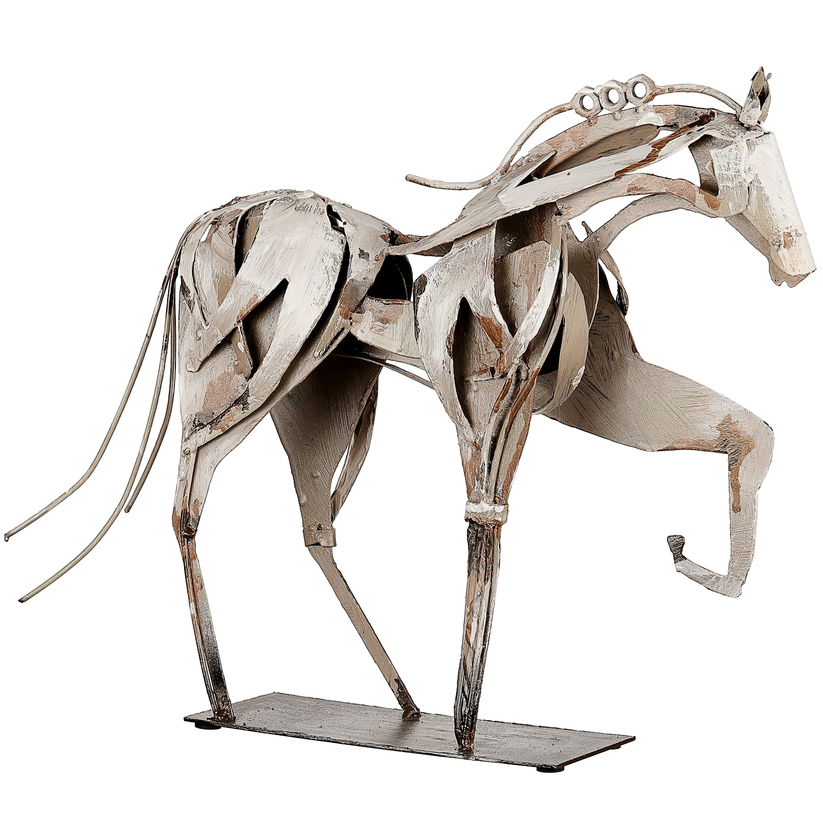 Handmade Metal Horse Statue Decor - Handcrafted & Hand-Painted Sculpture, Unique Rustic Figurine for Home, Office, Desk Decoration (White) - Handmade Lifestyle Shop