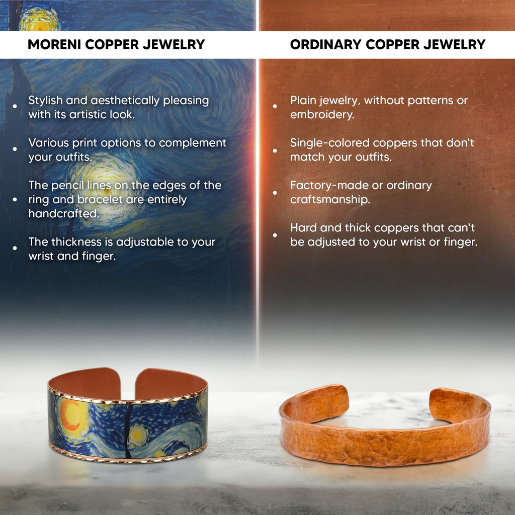 Moreni Copper Bracelet for Women with Wooden Gift Box – Art-Inspired Elegant & Timeless Handmade Jewelry Gift