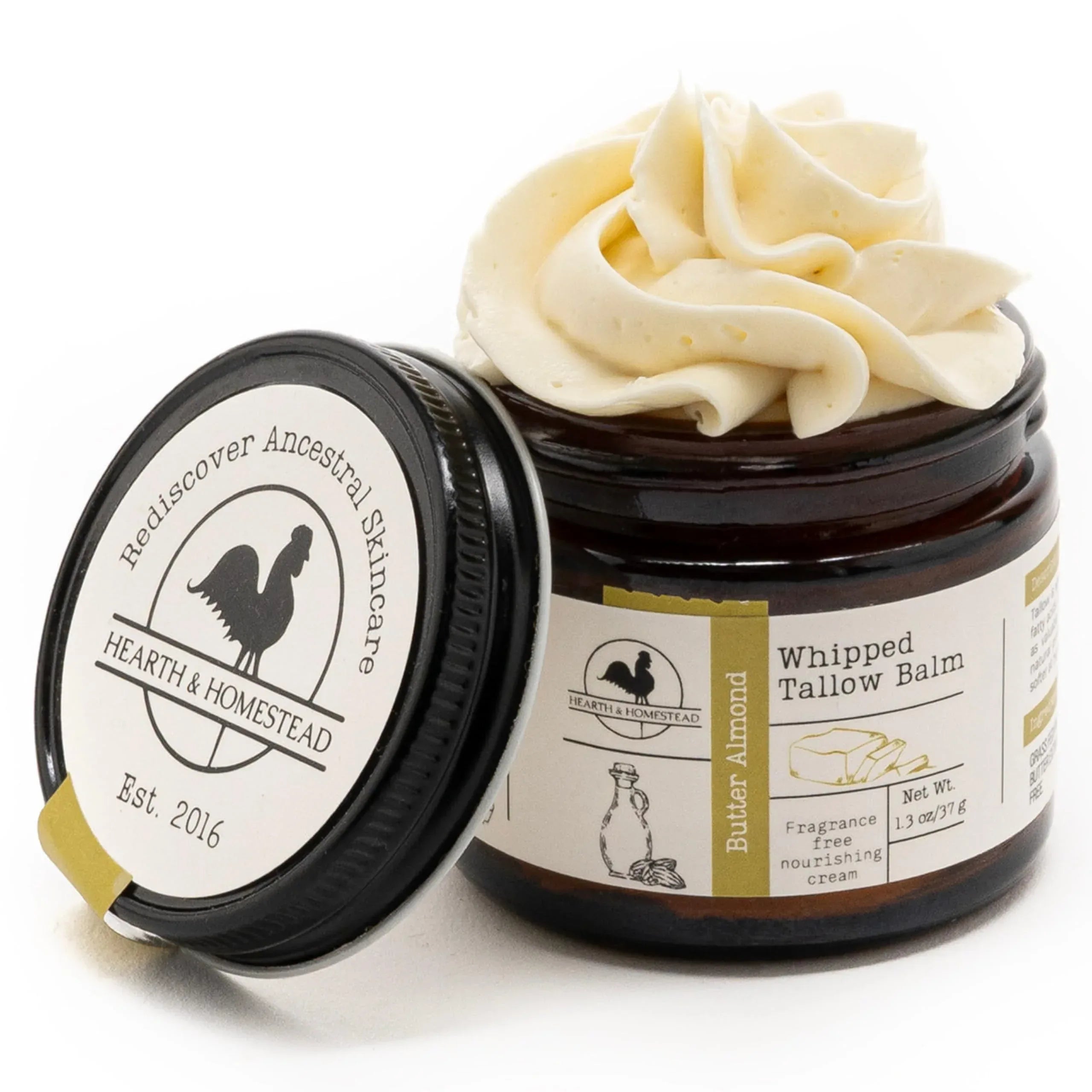 Hearth and Homestead: Handmade Whipped Tallow Balm (Unscented/Herb-Infused) - Organic Body Butter with Infused Olive Oil, for Eczema, Rosacea, Baby - 1.3 oz - Handmade Lifestyle Shop