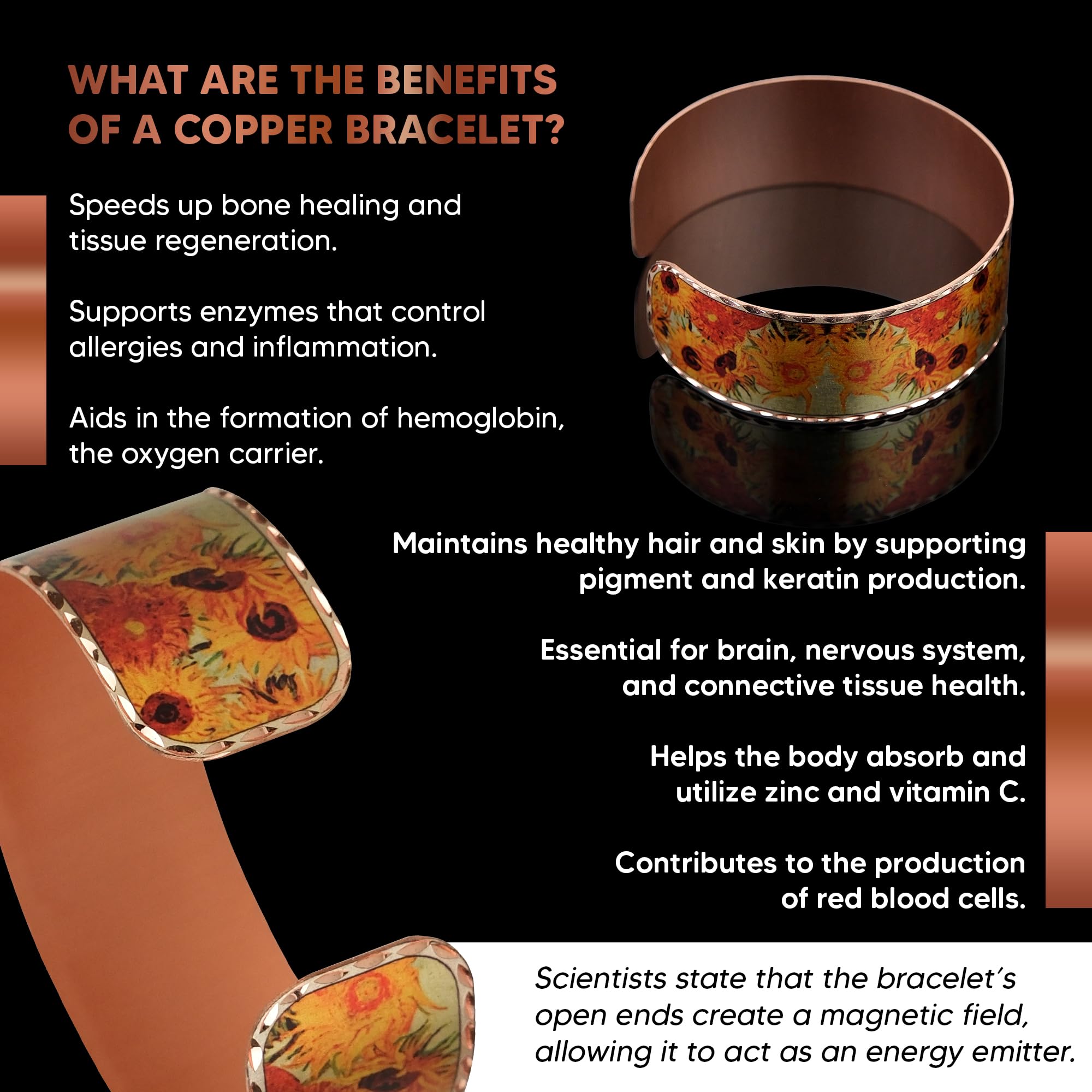 Moreni Copper Bracelet for Women with Wooden Gift Box – Art-Inspired Elegant & Timeless Handmade Jewelry Gift