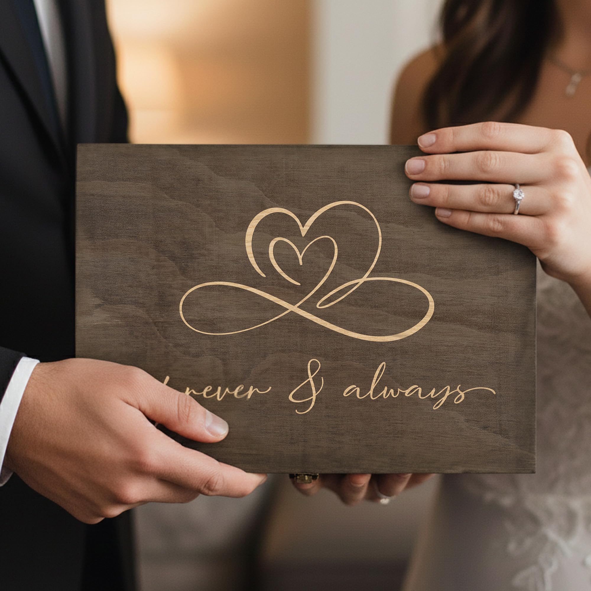 Engraved Memorial Memory Box – Wooden Keepsake Box for Loss of Loved One or Pet – Sympathy Gift – Medium Size – Dark Walnut Finish – 8.5 x 6 x 3 in