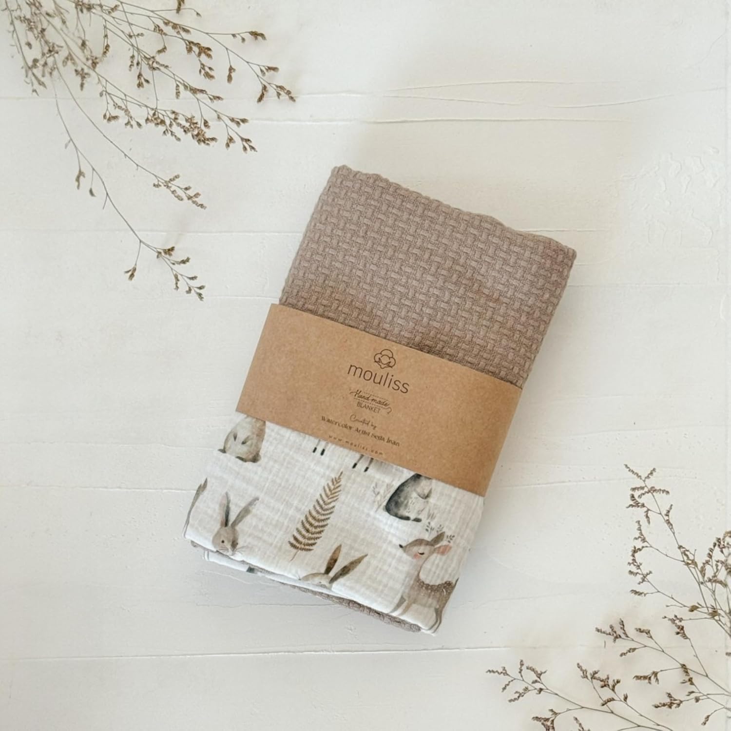 Mouliss Personalized Baby Blanket with Name – Handmade 100% Organic Cotton Newborn Gift | Custom Knit Blanket for Boys, Girls, Kids & Baby Showers