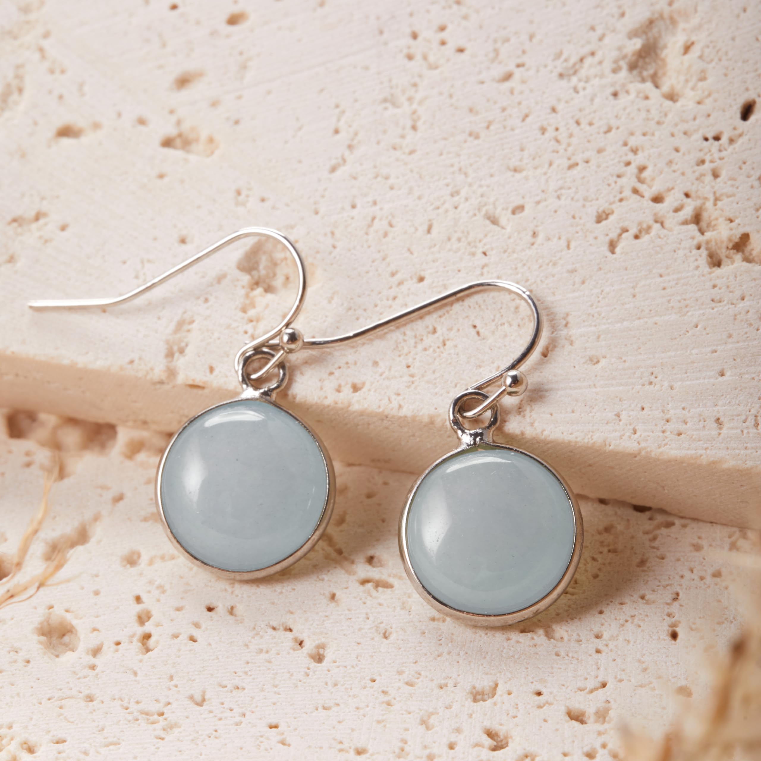 Green Earrings for Women – Dainty Gold Dangle – Real Jade -Sage - Light – Pale – Dark - Green Stone – Rose Quartz Pink Crystal Genuine – Natural Gemstone - Dainty -Short -Drop and Dangle – Lightweight - Unique Anniversary Birthday Gifts for Wife – Teacher