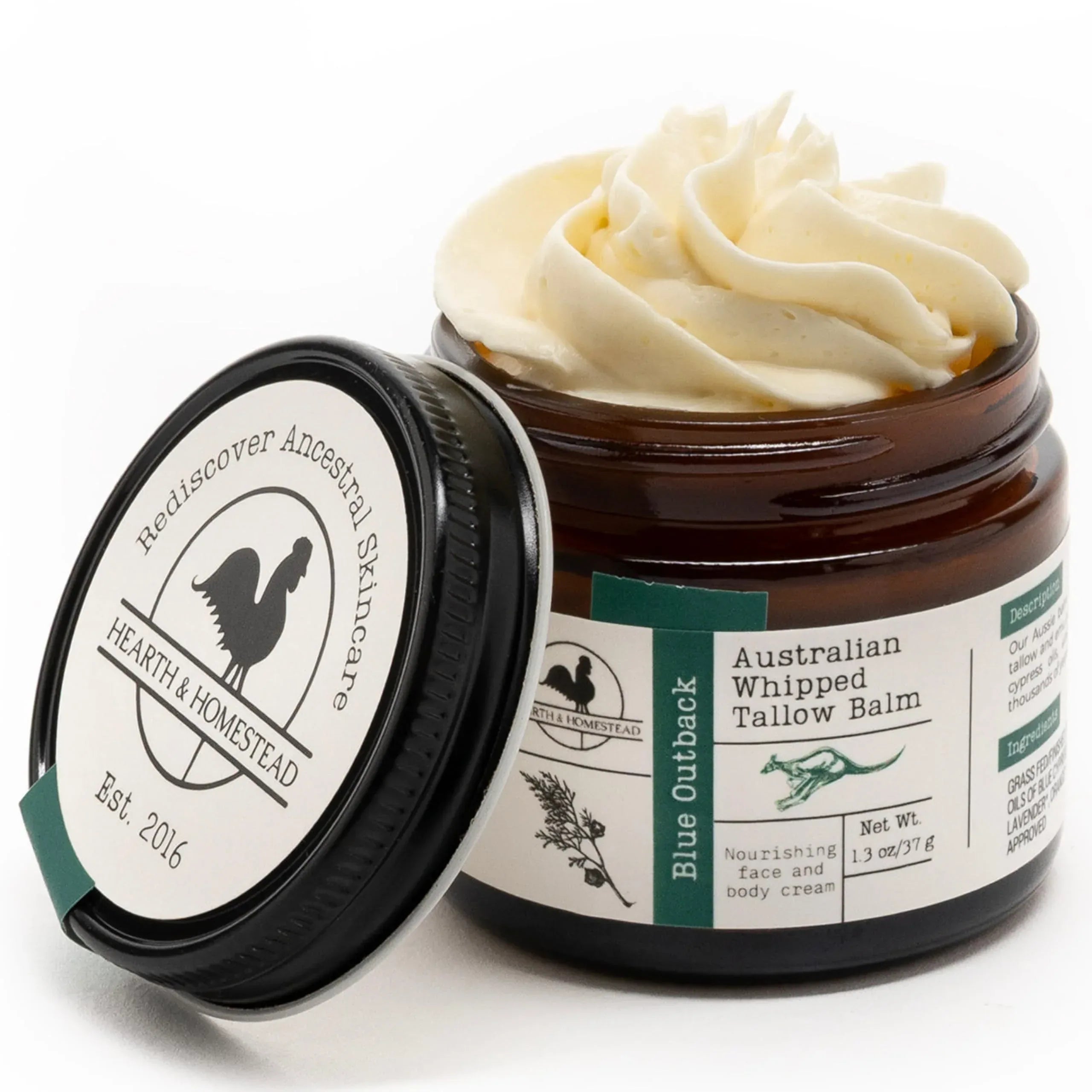 Hearth and Homestead: Handmade Whipped Tallow Balm (Unscented/Herb-Infused) - Organic Body Butter with Infused Olive Oil, for Eczema, Rosacea, Baby - 1.3 oz - Handmade Lifestyle Shop