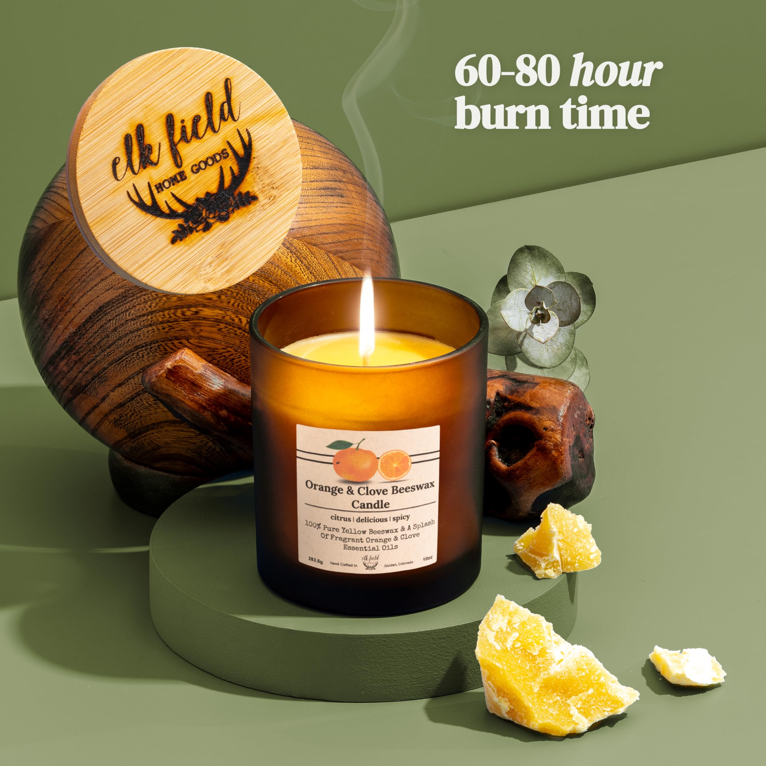 Berries Organic Beeswax Candle | 2 Ingredients | 100% Pure Beeswax Candles, Non Toxic, Natural, Organic Candles, Beeswax Candles Scented, Non Toxic Candles, 80 Hour, 10oz