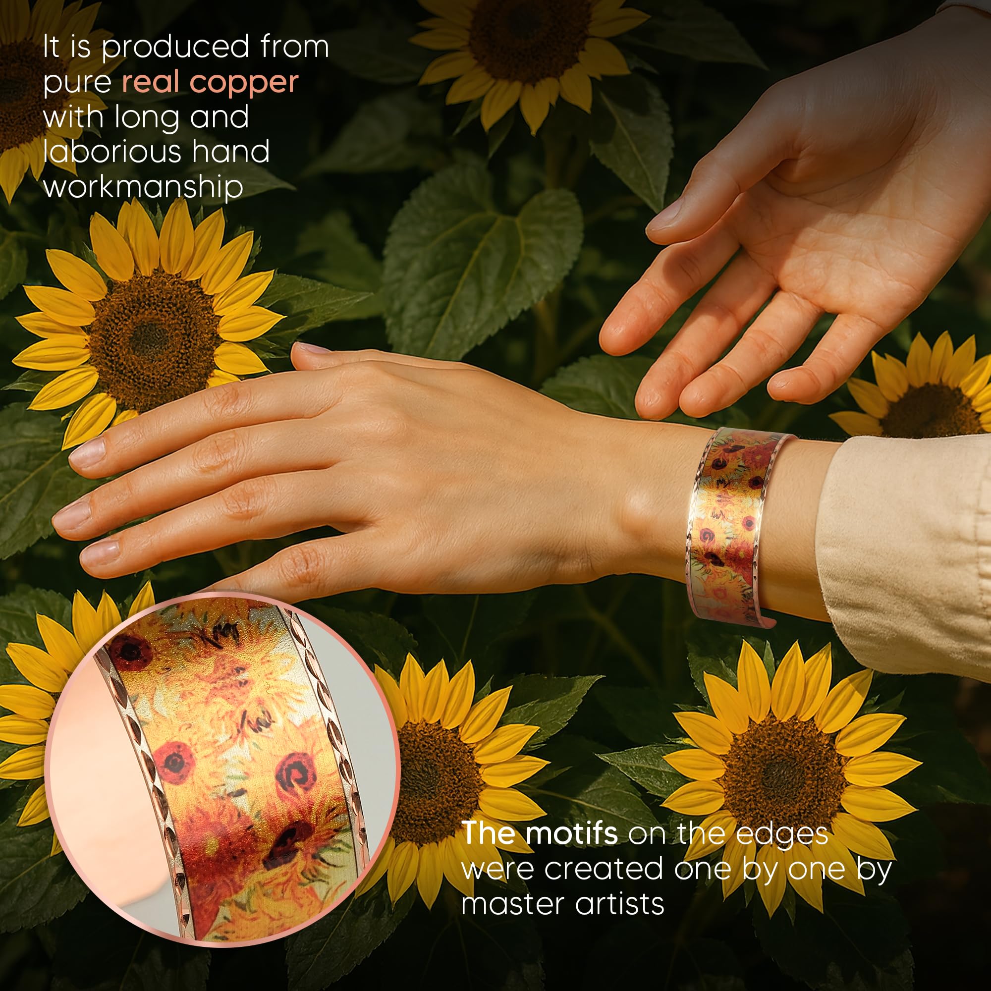 Moreni Copper Bracelet for Women with Wooden Gift Box – Art-Inspired Elegant & Timeless Handmade Jewelry Gift