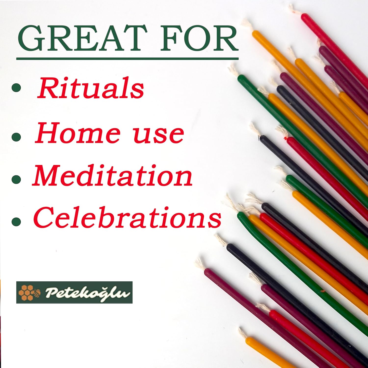 40 Pieces Pure Beeswax Candles - No-Drip, Smoke-Less, Tall, Thin Taper Decorative Candles for Church Prayer, Decor or Birthday Candles – Honey Scented Candles – 7.9”x0.26” (Multicolored)