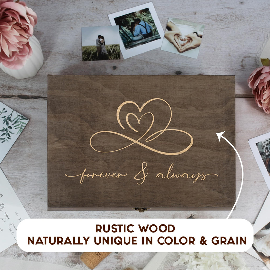 Engraved Memorial Memory Box – Wooden Keepsake Box for Loss of Loved One or Pet – Sympathy Gift – Medium Size – Dark Walnut Finish – 8.5 x 6 x 3 in