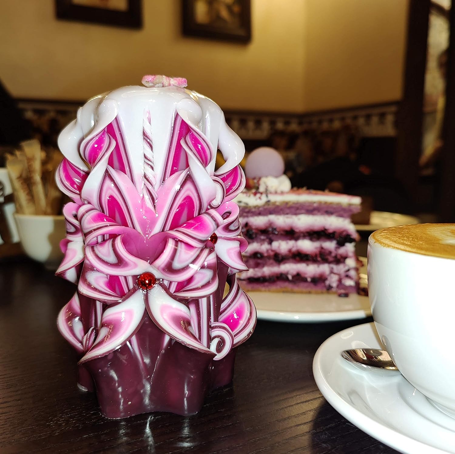 Handmade Carved Candle - Surprise Gift For Her - Decor Birthday Halloween Thanksgiving Christmas - Spiritual Living Room Home Decor Candles - Unique Engagement Wedding Idea - White Blue - Ordagio