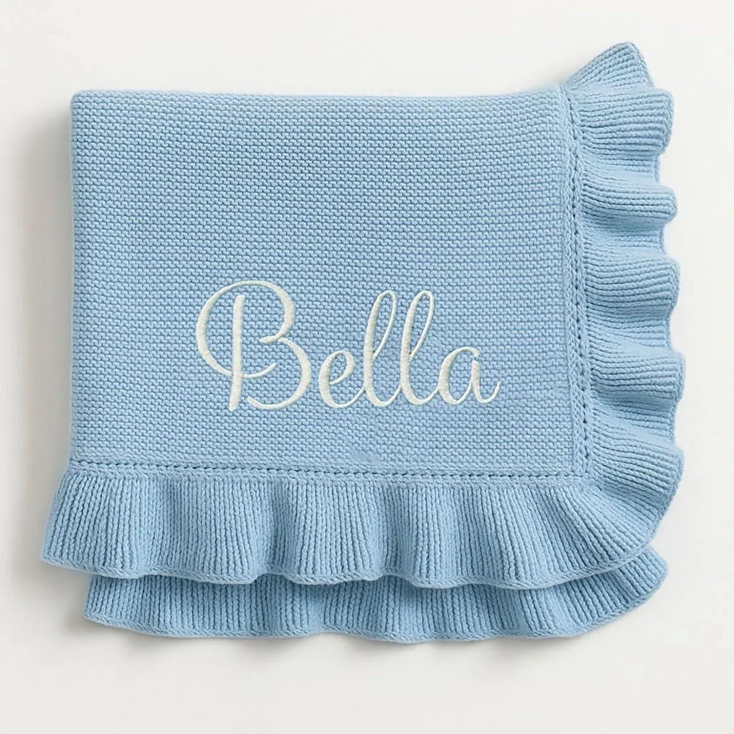Nonnie Personalized Baby Blanket with Name - Custom Embroidered Knitted Ruffled Blanket for Newborn, 30x40 inch, Customized Gift for Newborn Boys Girls on Birthday, Baby Shower, Christmas - Handmade Lifestyle Shop
