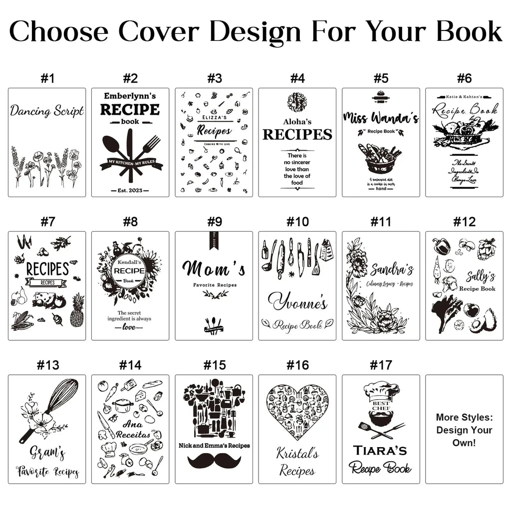 Personalized Recipe Book, Handmade Blank Notebook to Write in Your Own Recipes, 17 Custom Cover Designs, Handcrafted Gift for Mom, Dad, Husband, Wife, Grandma, Sister, Christmas, Birthday - Handmade Lifestyle Shop