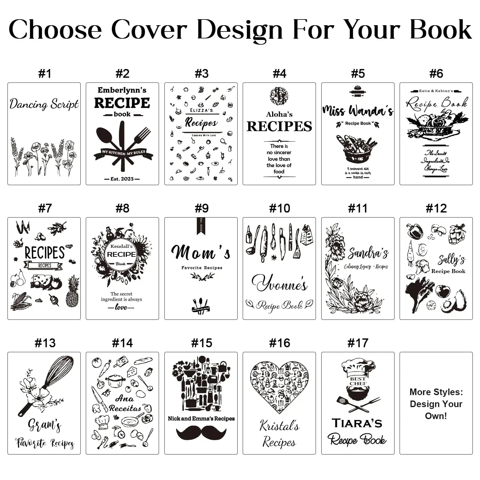 Personalized Recipe Book, Handmade Blank Notebook to Write in Your Own Recipes, 17 Custom Cover Designs, Handcrafted Gift for Mom, Dad, Husband, Wife, Grandma, Sister, Christmas, Birthday - Handmade Lifestyle Shop