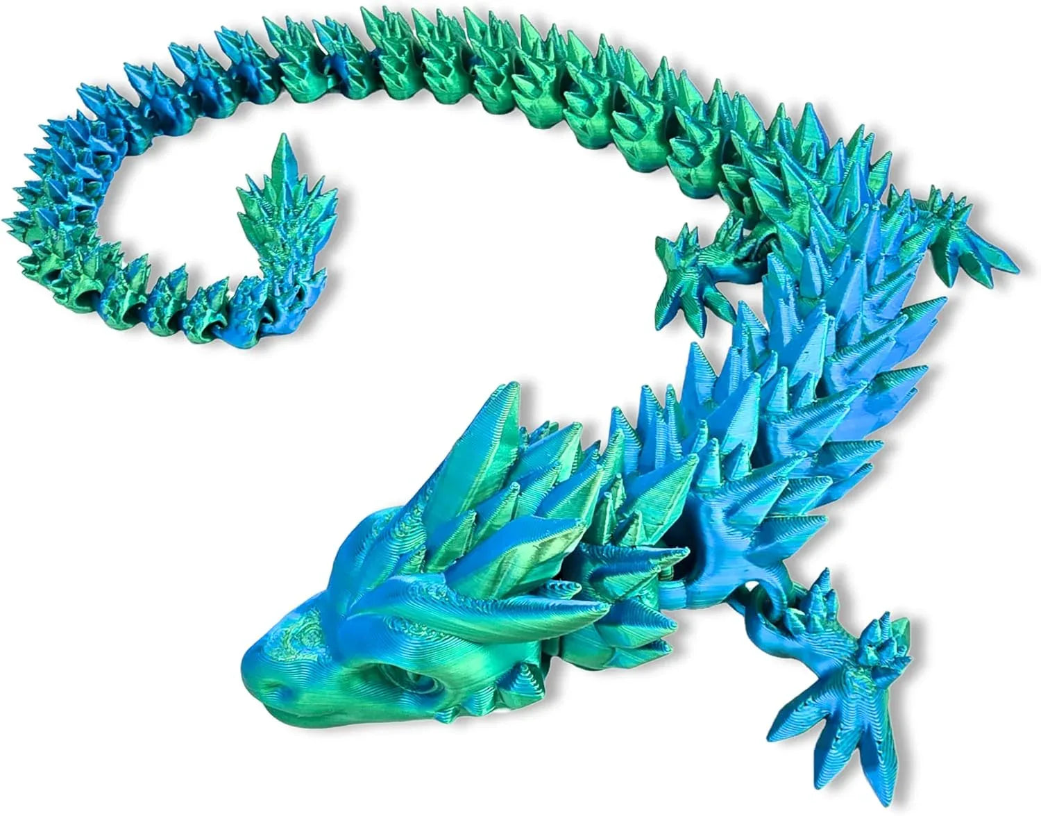 20" Articulated 3D Printed Dragon – Color-Changing Fidget Figurine, Mythical Figure, Made in USA, 3D Printed Toys - Valentines Day Gift for Boys and Girls (Rainbow with Blue Egg) - Handmade Lifestyle Shop